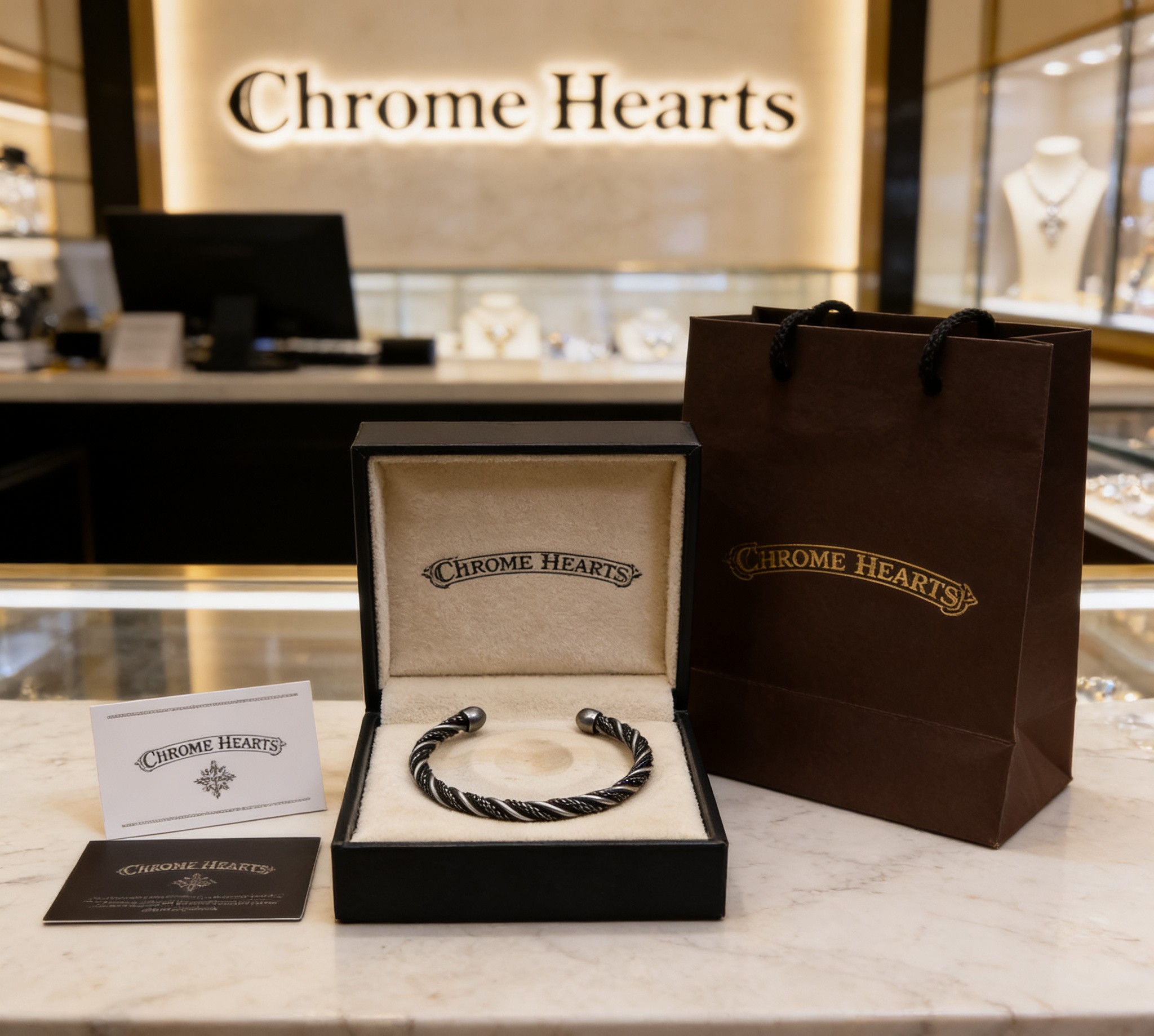 Chrome Hearts Hearts 克罗心 扭纹开口手镯