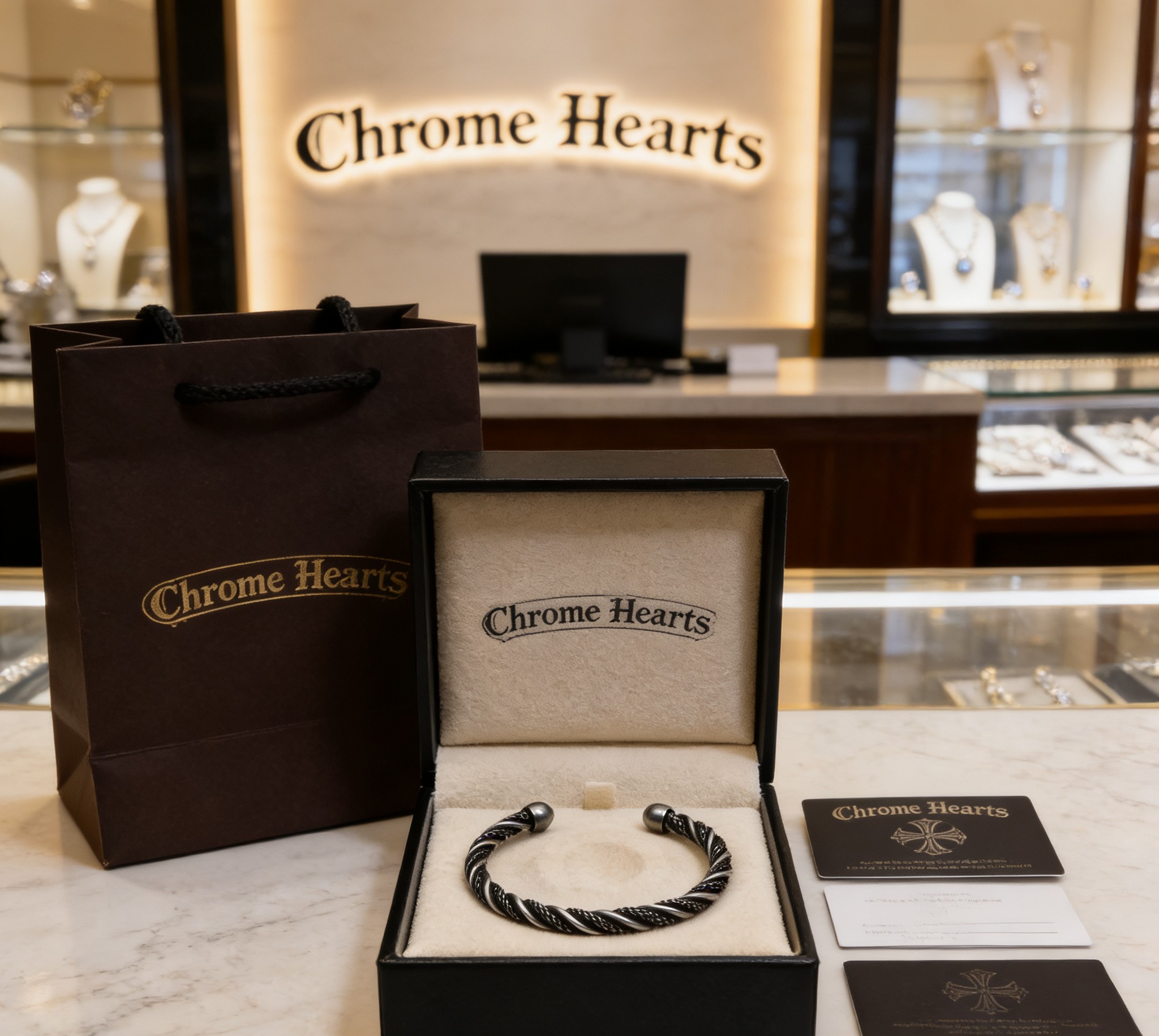 Chrome Hearts Hearts 克罗心 扭纹开口手镯