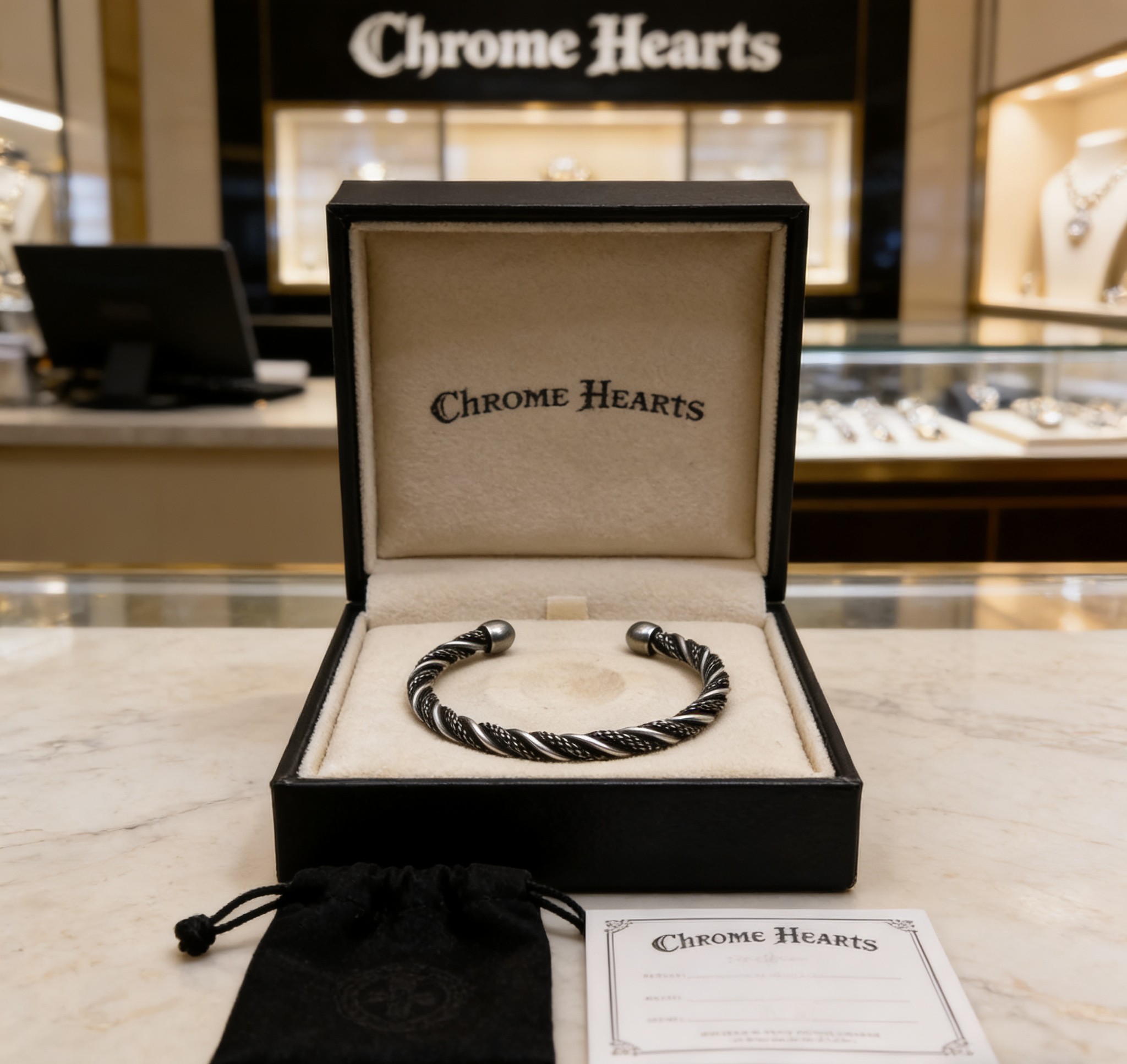 Chrome Hearts Hearts 克罗心 扭纹开口手镯