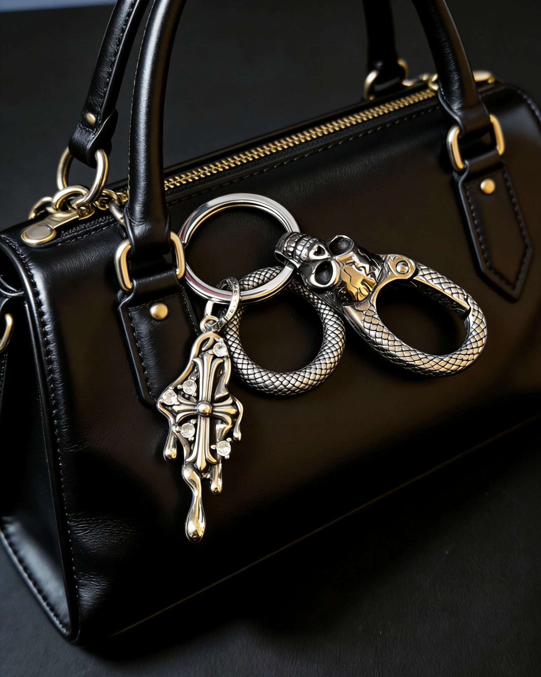 Chrome Hearts 2026 推荐𝐂𝐡𝐫𝐨𝐦𝐞 𝐡𝐞𝐚𝐫𝐭𝐬 克罗心钥匙扣 ，骷髅头熔岩十字架挂饰
