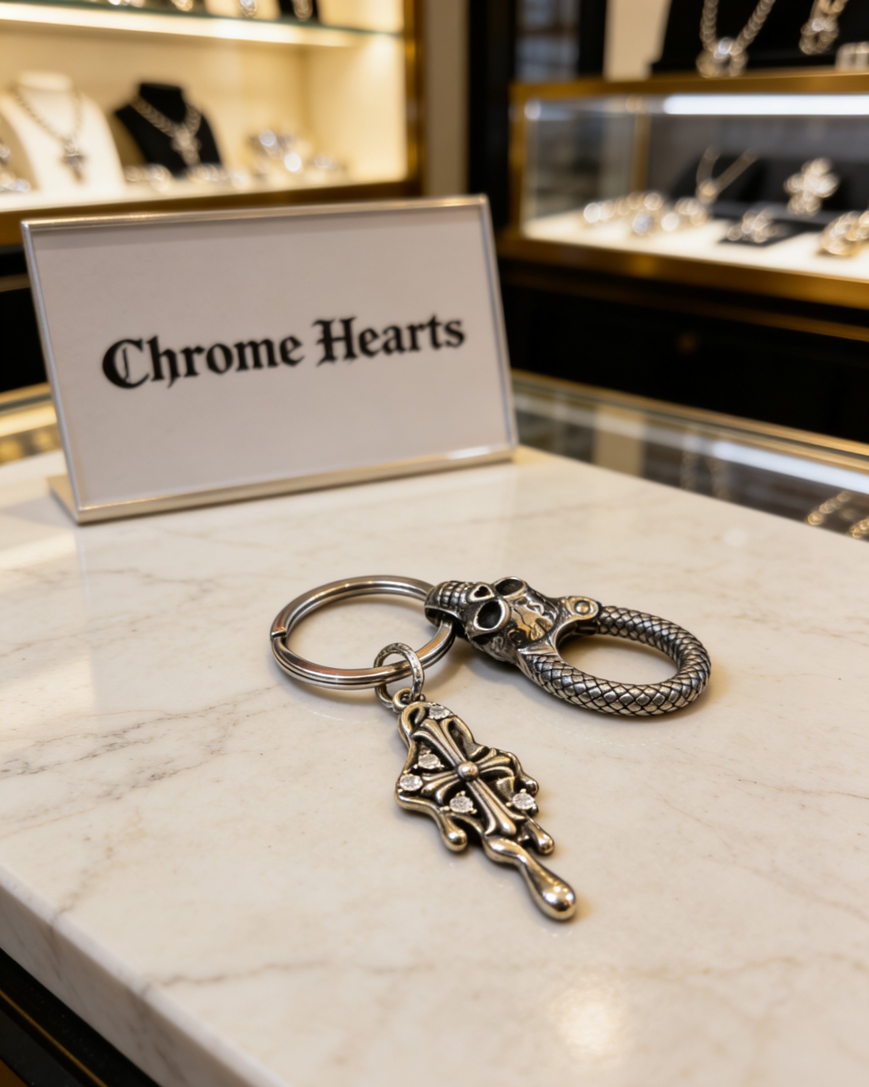Chrome Hearts 2026 推荐𝐂𝐡𝐫𝐨𝐦𝐞 𝐡𝐞𝐚𝐫𝐭𝐬 克罗心钥匙扣 ，骷髅头熔岩十字架挂饰