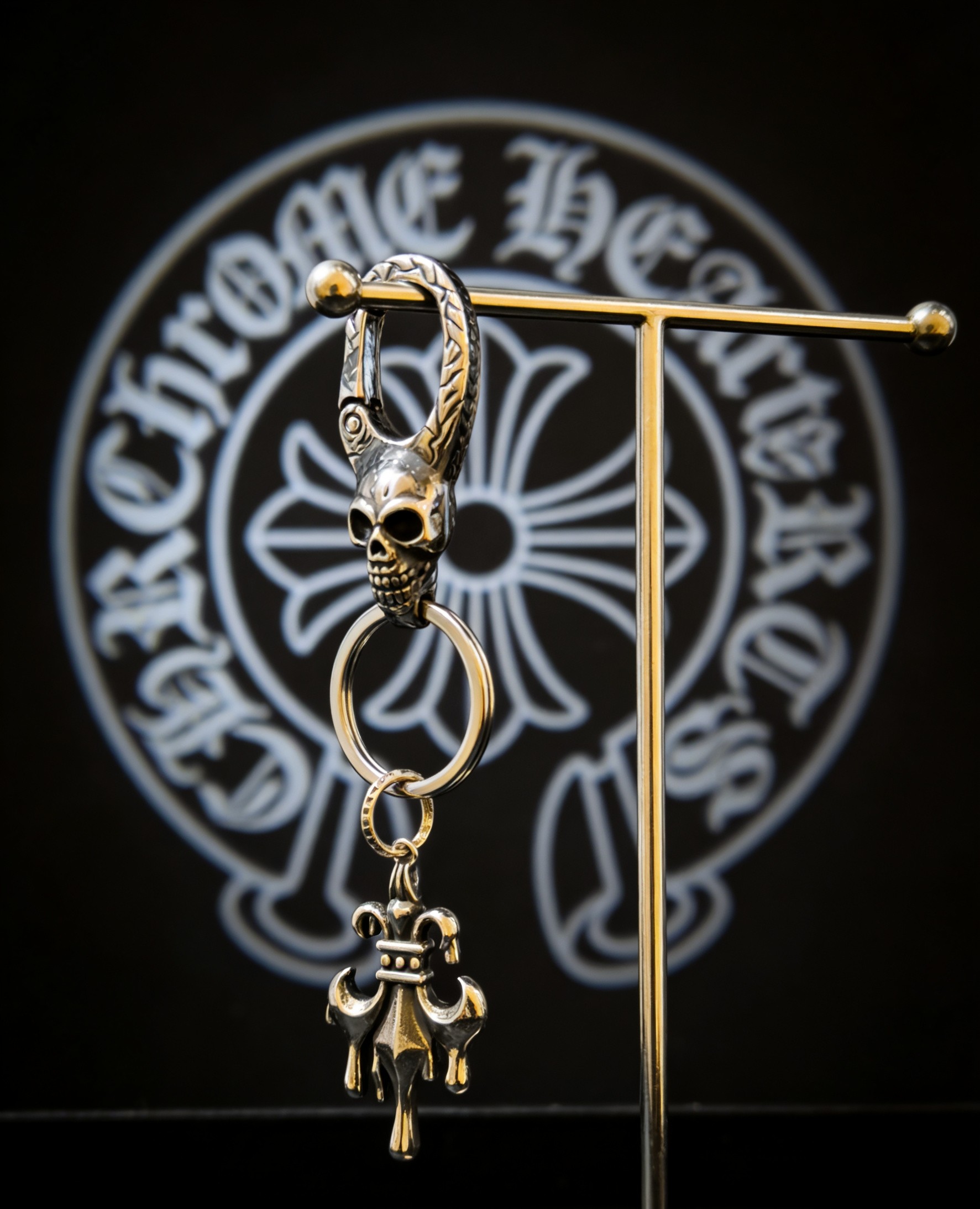 Chrome Hearts 2026 推荐𝐂𝐡𝐫𝐨𝐦𝐞 𝐡𝐞𝐚𝐫𝐭𝐬 克罗心钥匙扣 ，骷髅头熔岩童军花挂饰