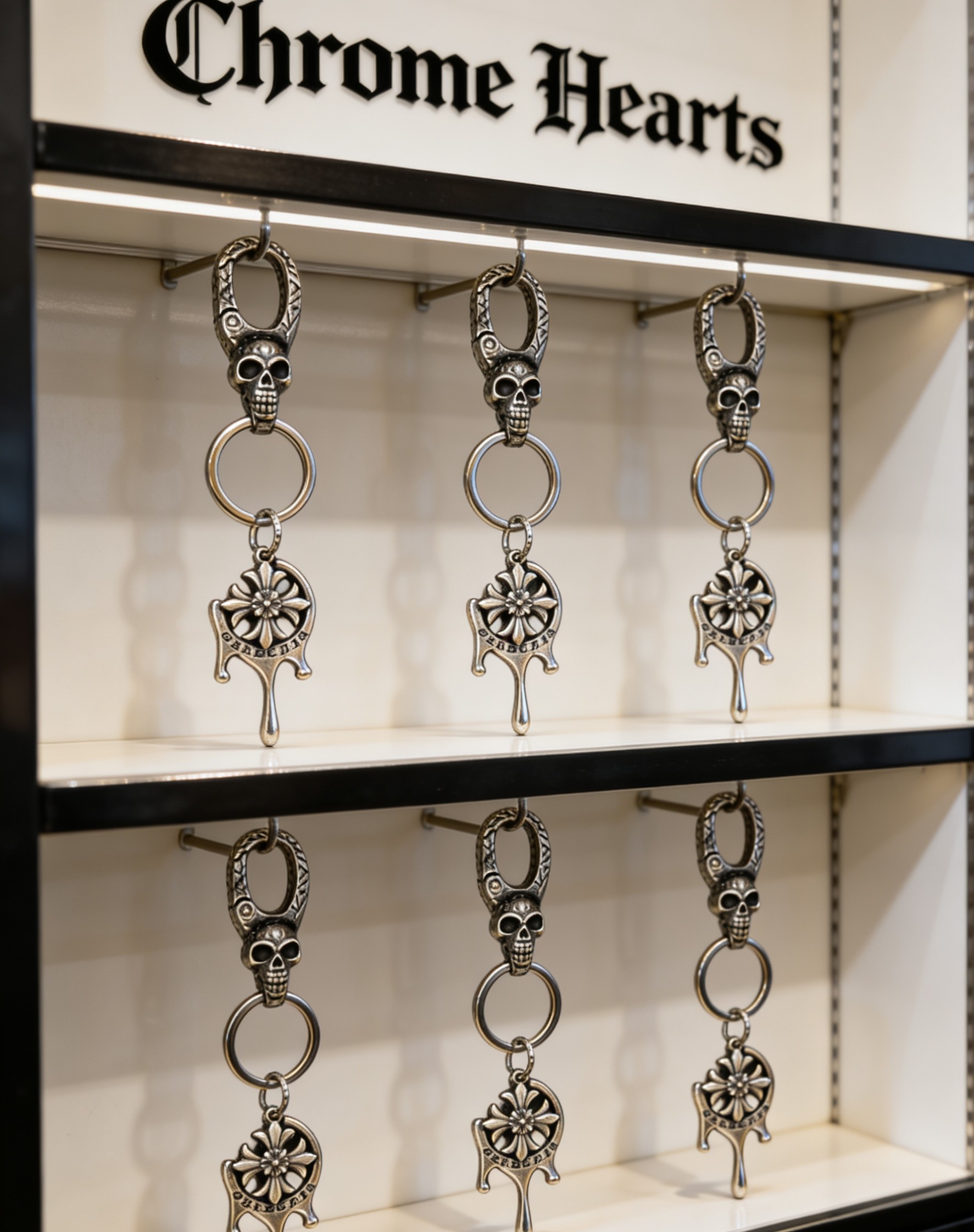 Chrome Hearts 2026 推荐𝐂𝐡𝐫𝐨𝐦𝐞 𝐡𝐞𝐚𝐫𝐭𝐬 克罗心钥匙扣 ，骷髅头水滴十字花挂饰