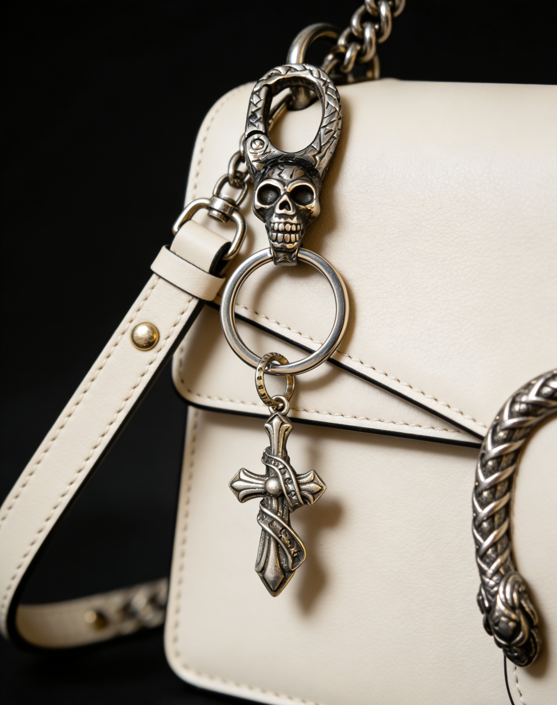 Chrome Hearts 2026 推荐𝐂𝐡𝐫𝐨𝐦𝐞 𝐡𝐞𝐚𝐫𝐭𝐬 克罗心钥匙扣 ，骷髅头缠绕圣剑挂饰
