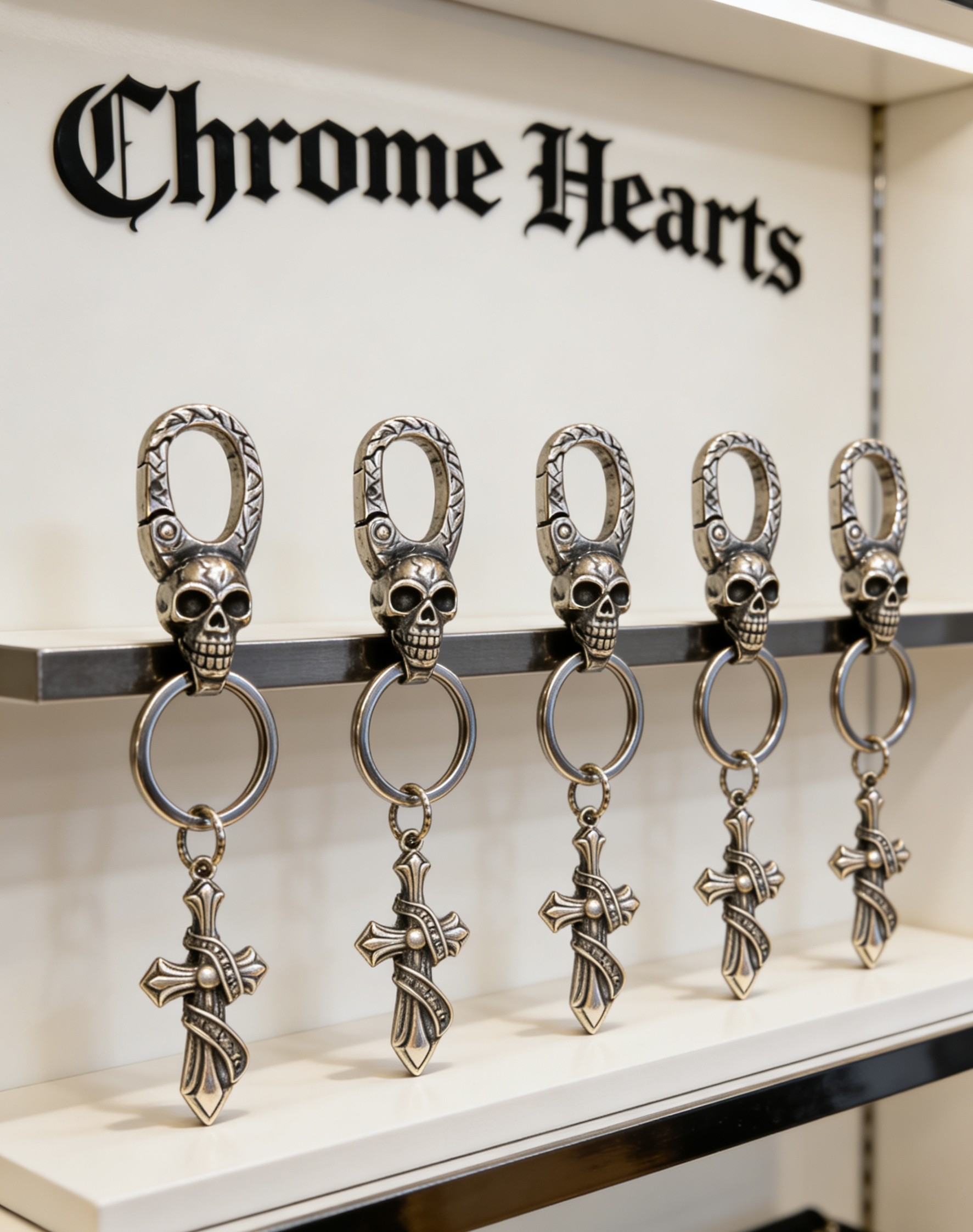 Chrome Hearts 2026 推荐𝐂𝐡𝐫𝐨𝐦𝐞 𝐡𝐞𝐚𝐫𝐭𝐬 克罗心钥匙扣 ，骷髅头缠绕圣剑挂饰