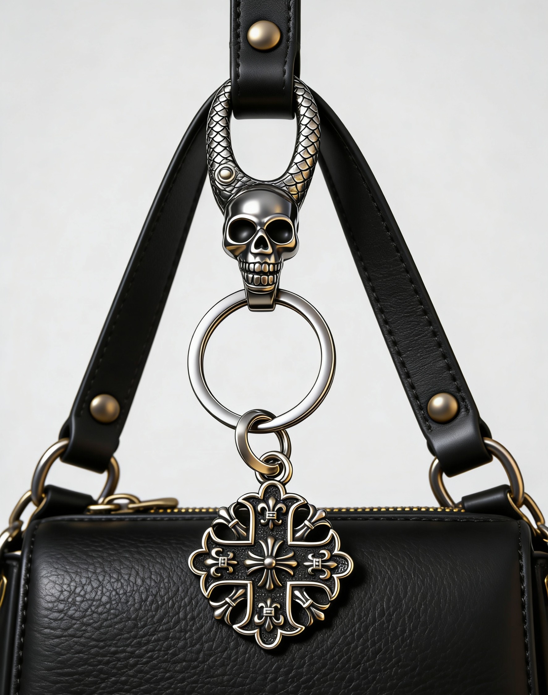 Chrome Hearts 2026 推荐𝐂𝐡𝐫𝐨𝐦𝐞 𝐡𝐞𝐚𝐫𝐭𝐬 克罗心钥匙扣 ，骷髅头镂空雕花十字挂饰