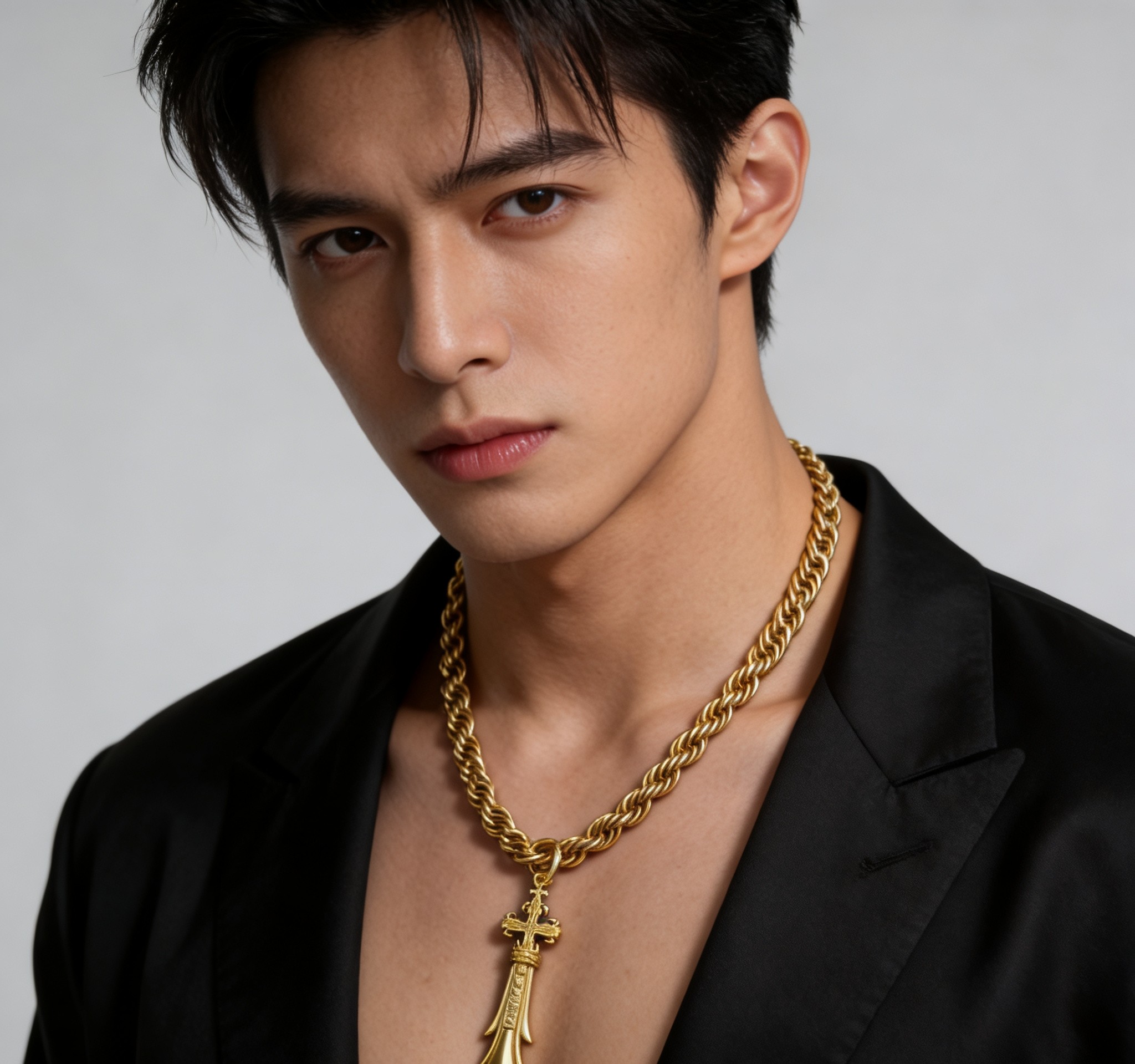 Chrome Hearts 2026 推荐𝐂𝐡𝐫𝐨𝐦𝐞 𝐡𝐞𝐚𝐫𝐭𝐬 克罗心项链 ，金色圣剑十字架吊坠