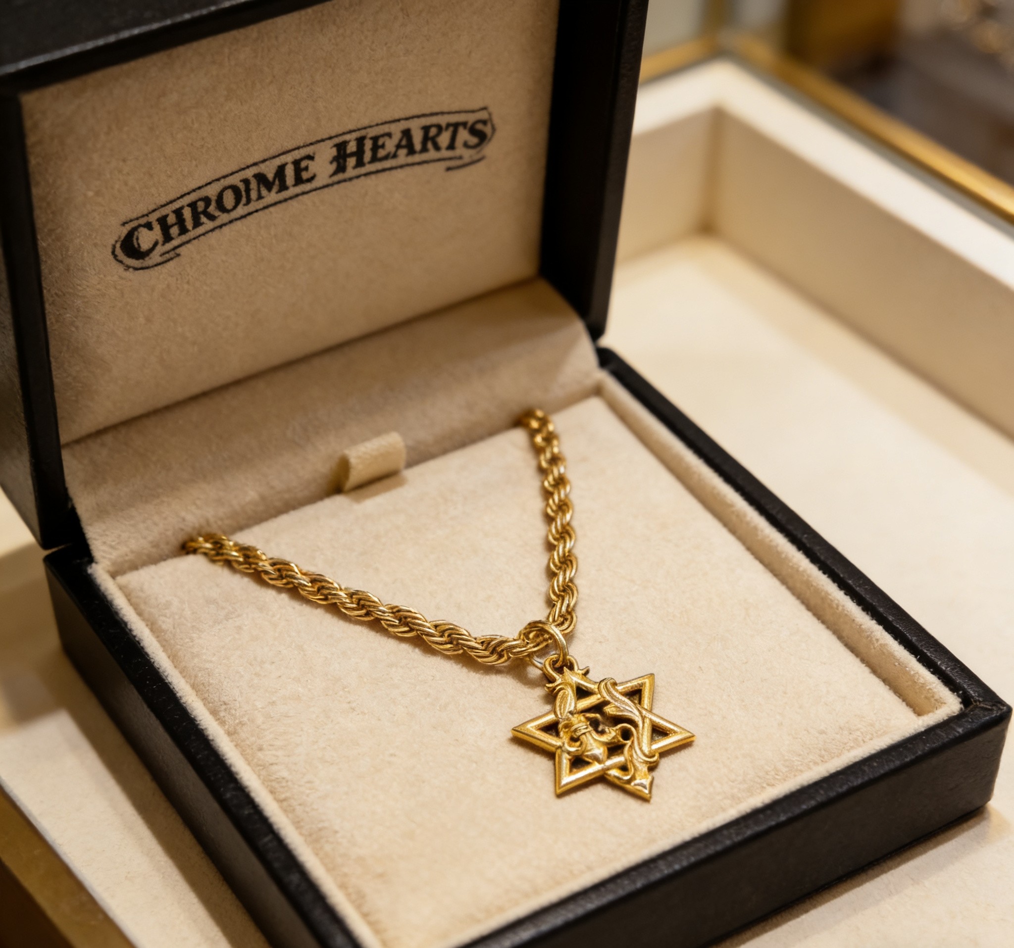 Chrome Hearts 2026 推荐𝐂𝐡𝐫𝐨𝐦𝐞 𝐡𝐞𝐚𝐫𝐭𝐬 克罗心项链 ，六芒星圣剑吊坠