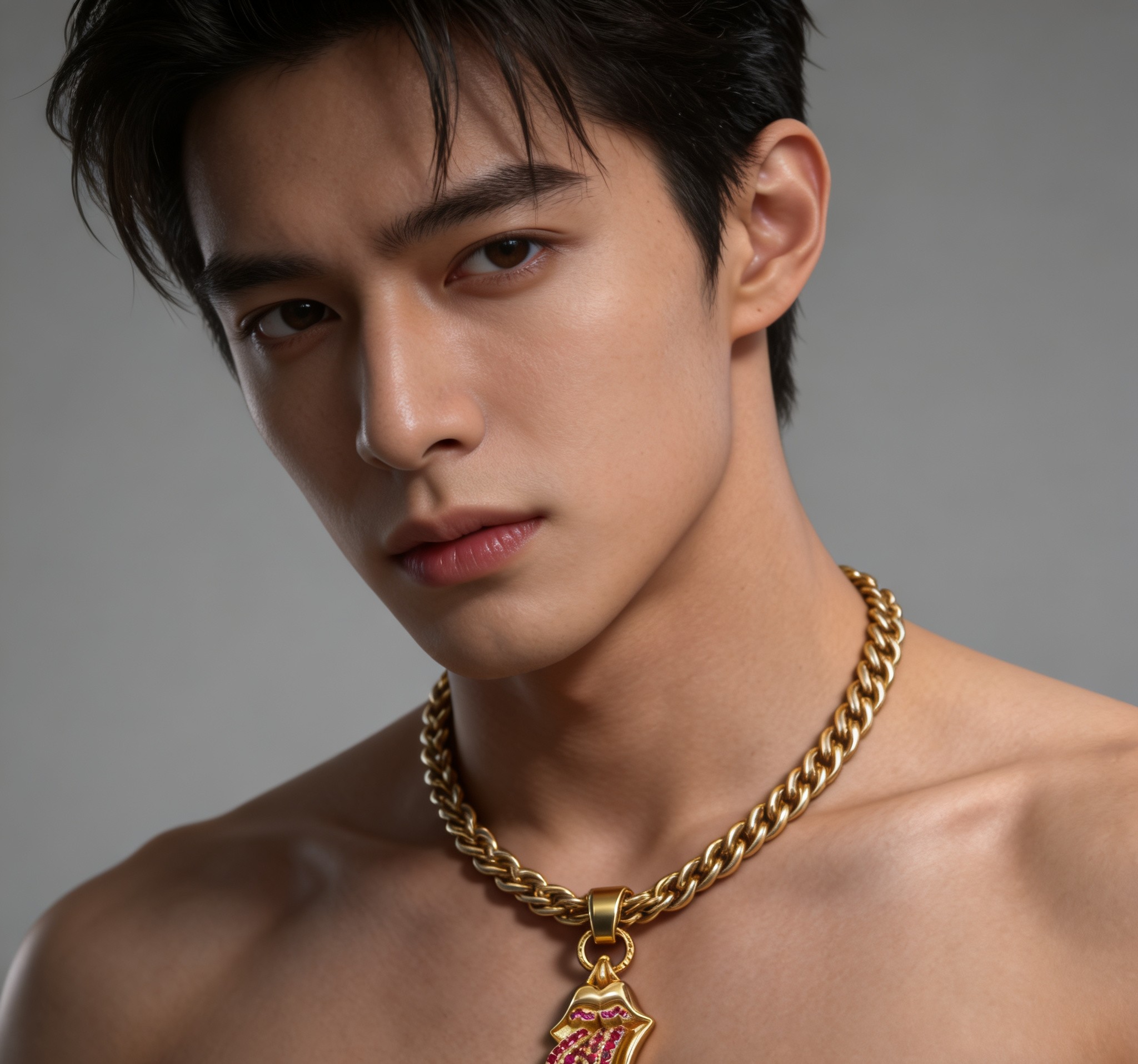 Chrome Hearts 2026 推荐𝐂𝐡𝐫𝐨𝐦𝐞 𝐡𝐞𝐚𝐫𝐭𝐬 克罗心项链 ，粉钻滚石大舌头吊坠