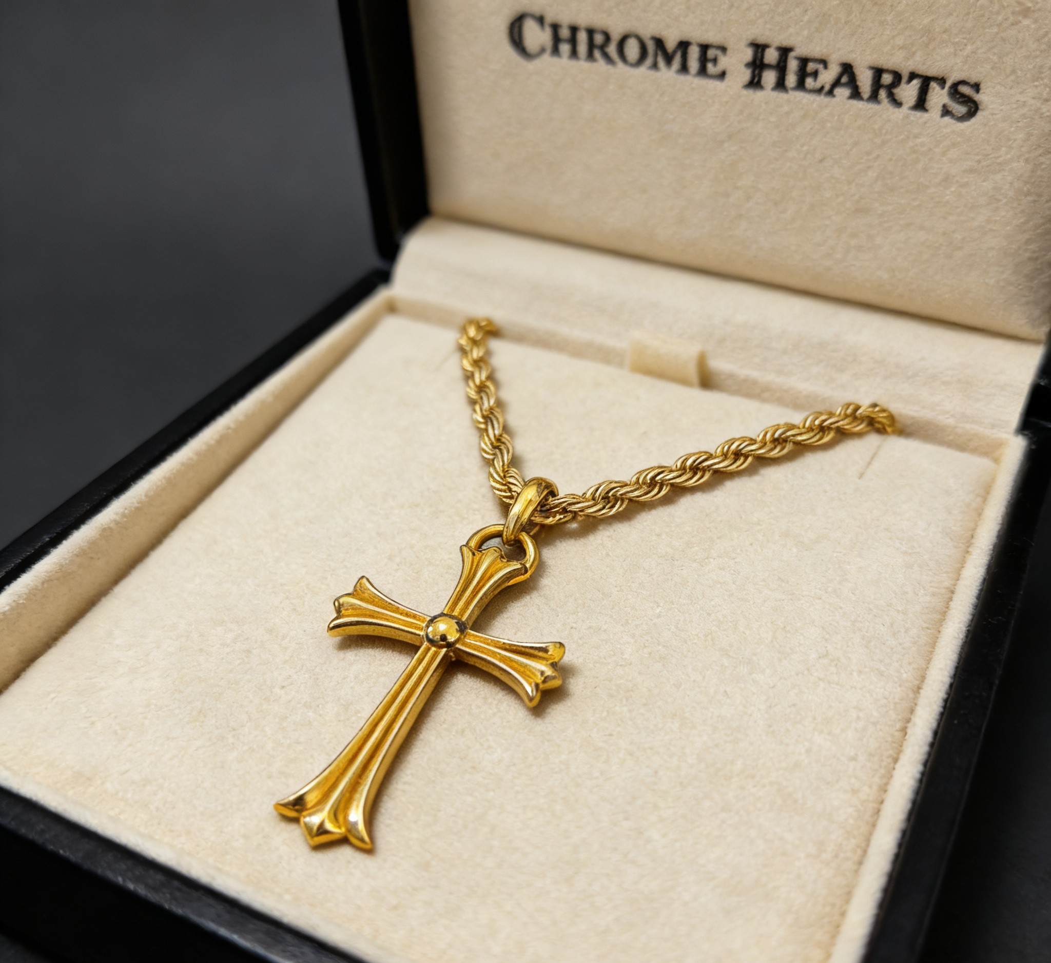 Chrome Hearts 2026 推荐𝐂𝐡𝐫𝐨𝐦𝐞 𝐡𝐞𝐚𝐫𝐭𝐬 克罗心项链 ，金色十字架吊坠