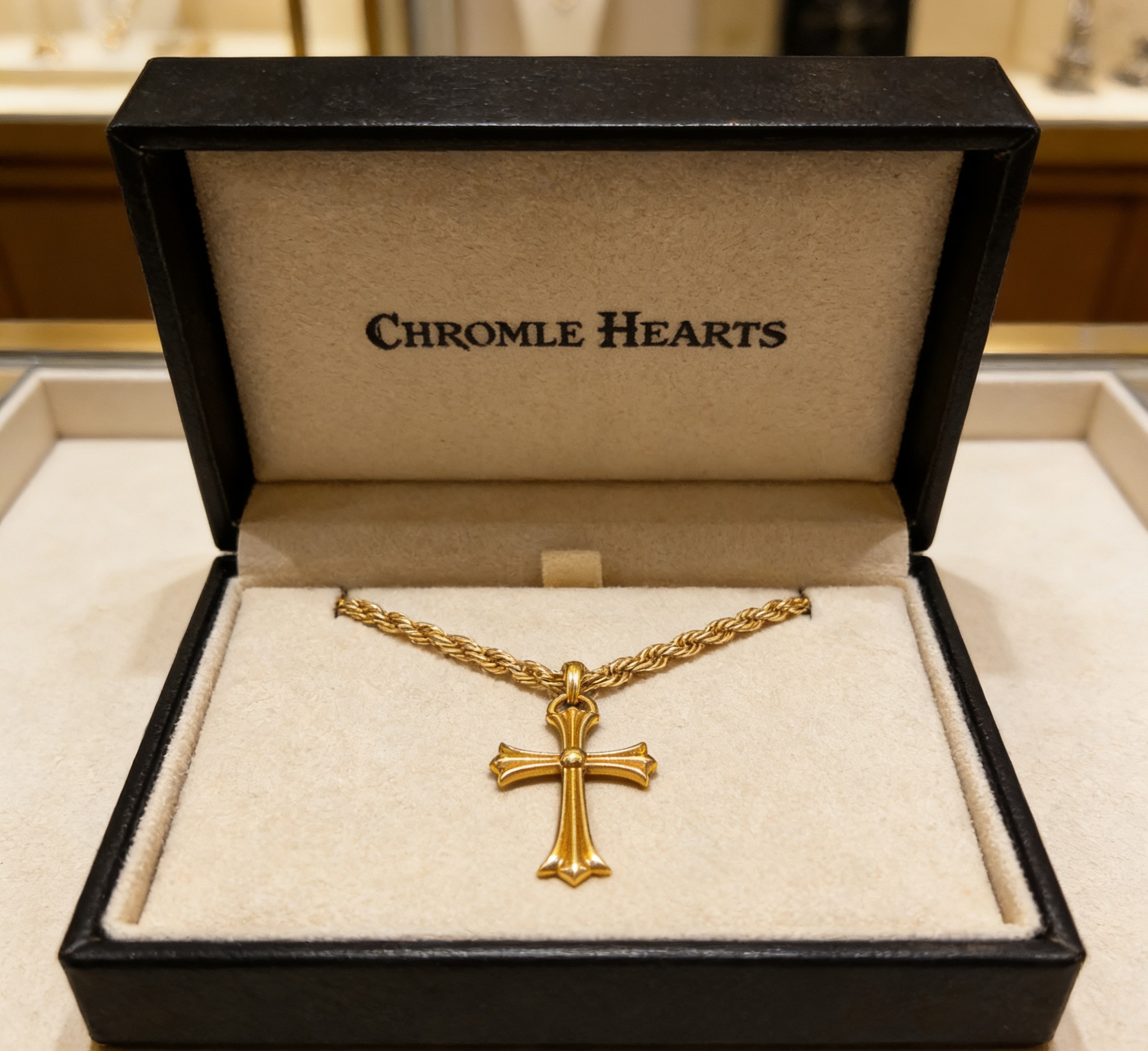 Chrome Hearts 2026 推荐𝐂𝐡𝐫𝐨𝐦𝐞 𝐡𝐞𝐚𝐫𝐭𝐬 克罗心项链 ，金色十字架吊坠
