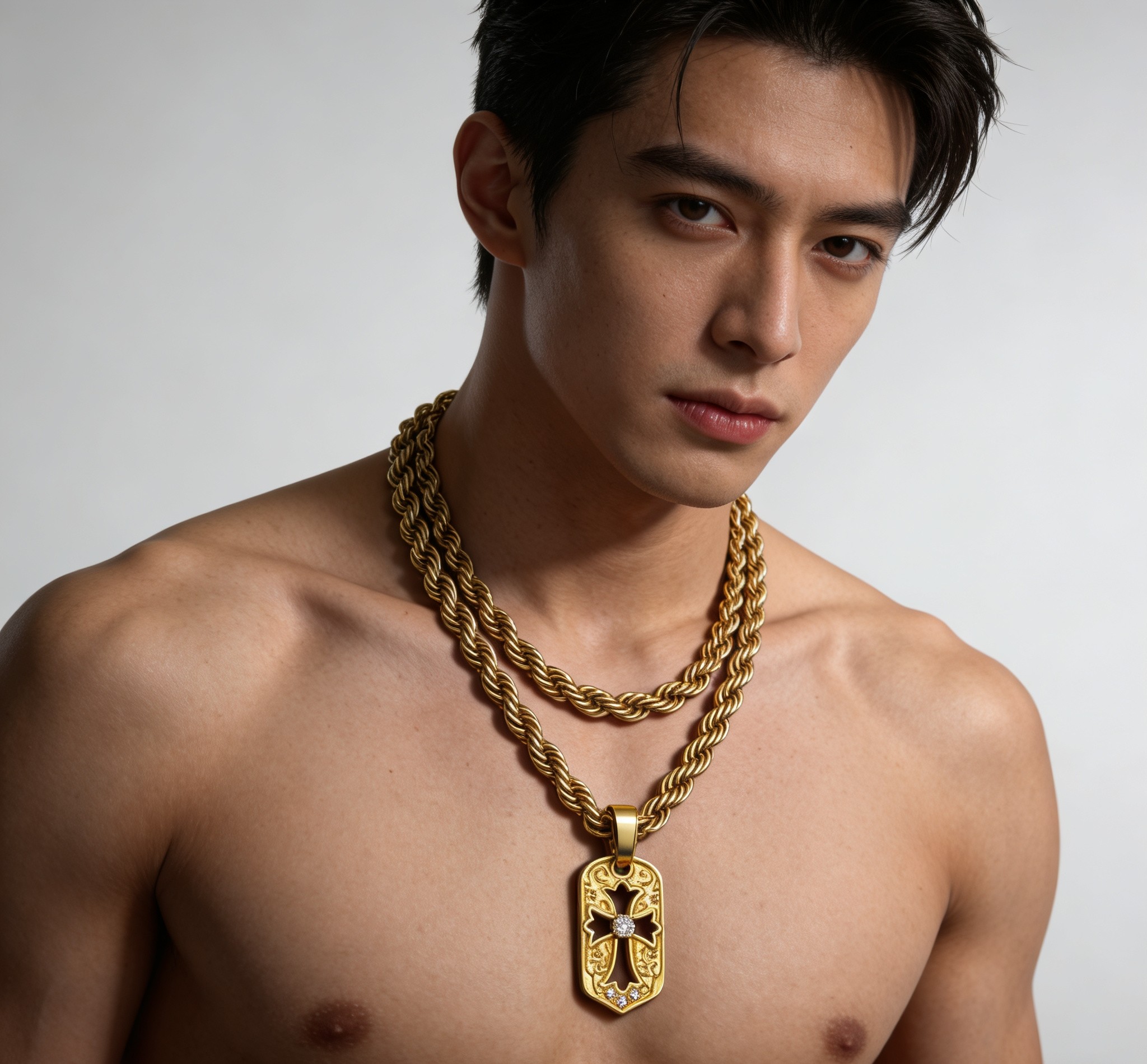 Chrome Hearts 2026 推荐𝐂𝐡𝐫𝐨𝐦𝐞 𝐡𝐞𝐚𝐫𝐭𝐬 克罗心项链 ，白钻十字方牌吊坠