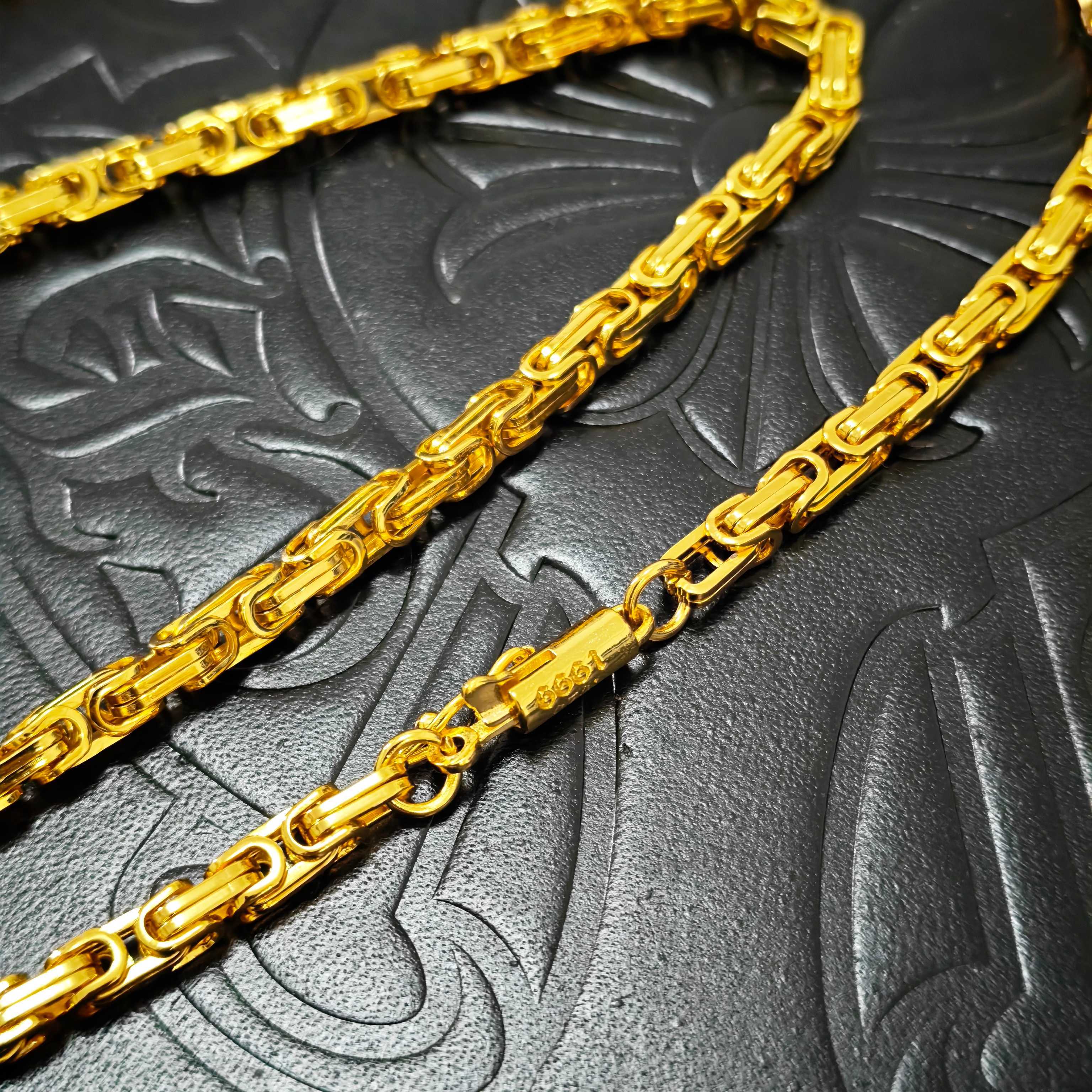 Chrome Hearts 2026 推荐𝐂𝐡𝐫𝐨𝐦𝐞 𝐡𝐞𝐚𝐫𝐭𝐬 克罗心项链 ，金色回形帝王链