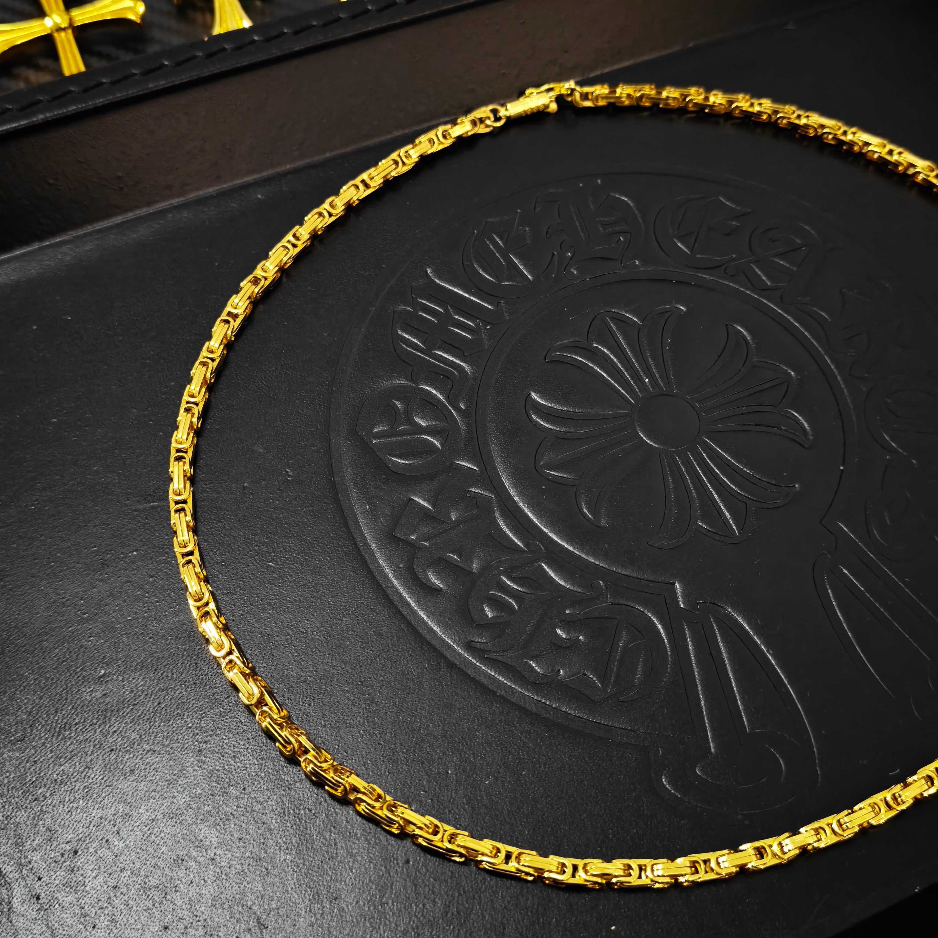 Chrome Hearts 2026 推荐𝐂𝐡𝐫𝐨𝐦𝐞 𝐡𝐞𝐚𝐫𝐭𝐬 克罗心项链 ，金色回形帝王链