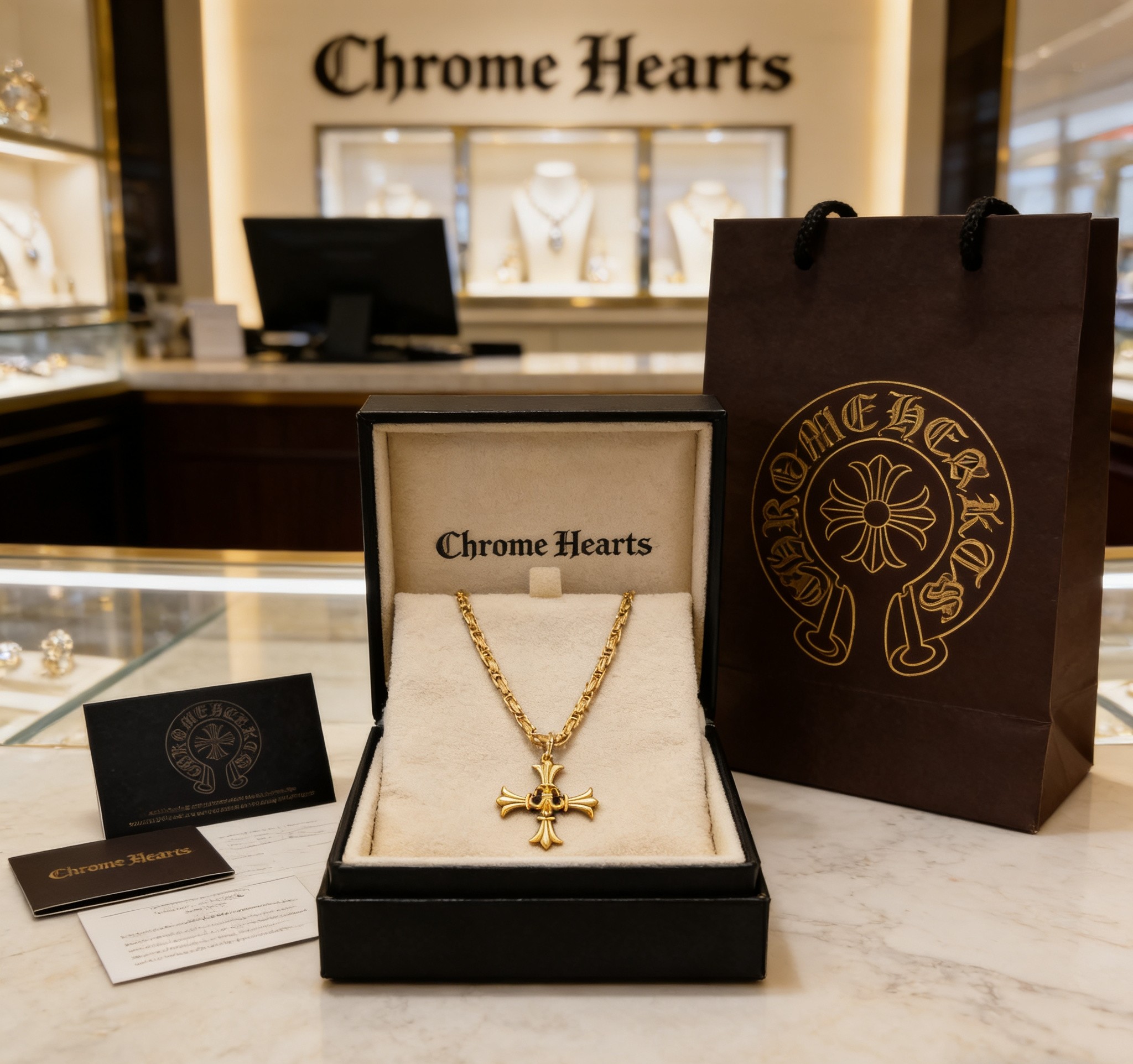 Chrome Hearts 2026 推荐𝐂𝐡𝐫𝐨𝐦𝐞 𝐡𝐞𝐚𝐫𝐭𝐬 克罗心项链 ，火焰童军花十字架吊坠