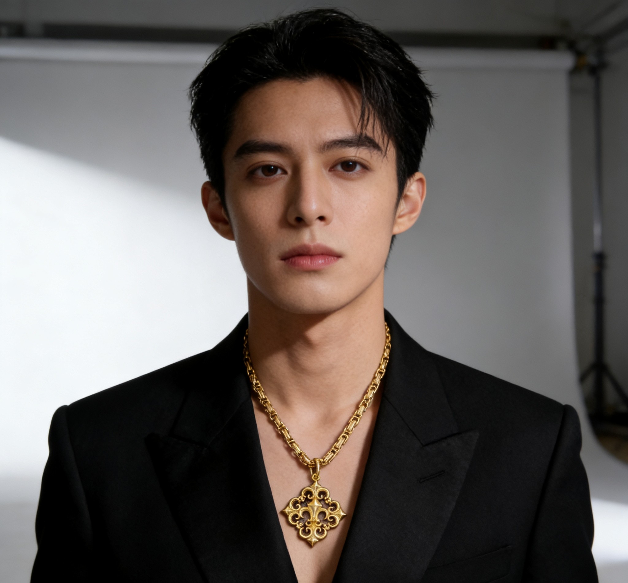 Chrome Hearts 2026 推荐𝐂𝐡𝐫𝐨𝐦𝐞 𝐡𝐞𝐚𝐫𝐭𝐬 克罗心项链 ，雕花鸢尾花方牌回形链