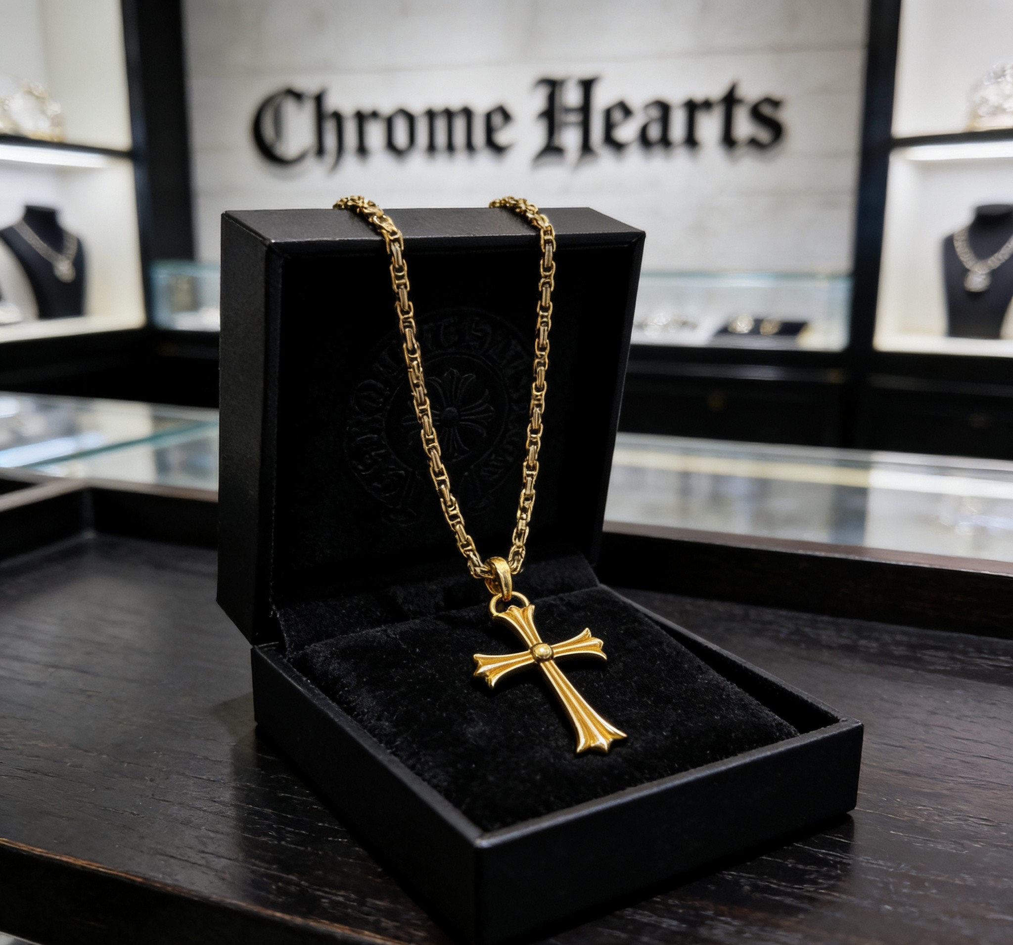 Chrome Hearts 2026 推荐𝐂𝐡𝐫𝐨𝐦𝐞 𝐡𝐞𝐚𝐫𝐭𝐬 克罗心项链 ，火焰圣剑十字架回形链