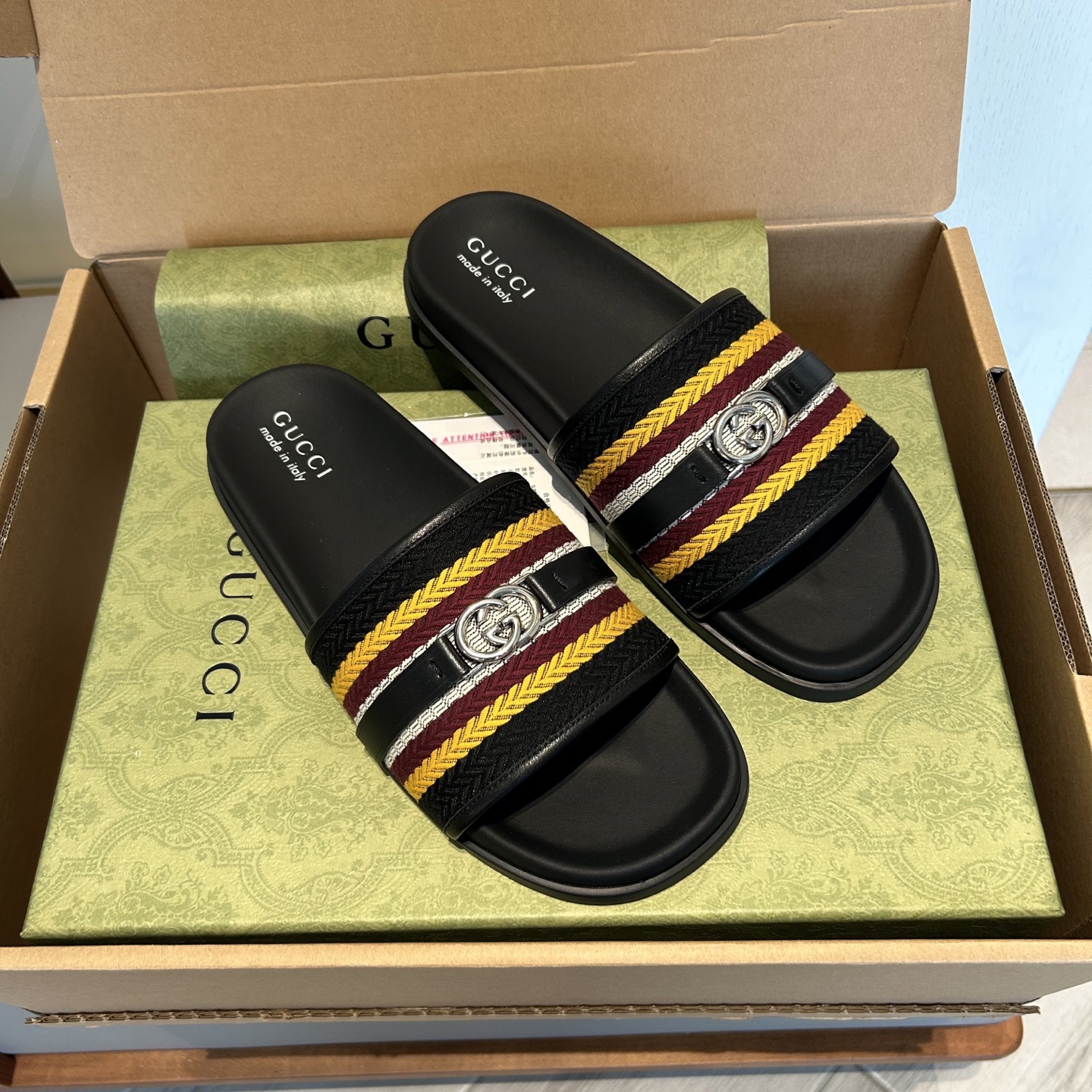 Gucci Interlocking G Striped Slides Sandals - Iconic Style & Comfort 2 i1753201156224 5218 0 0