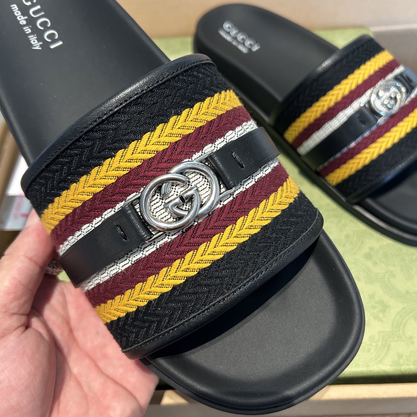 Gucci Interlocking G Striped Slides Sandals - Iconic Style & Comfort 4 i1753201164234 1326 0 2