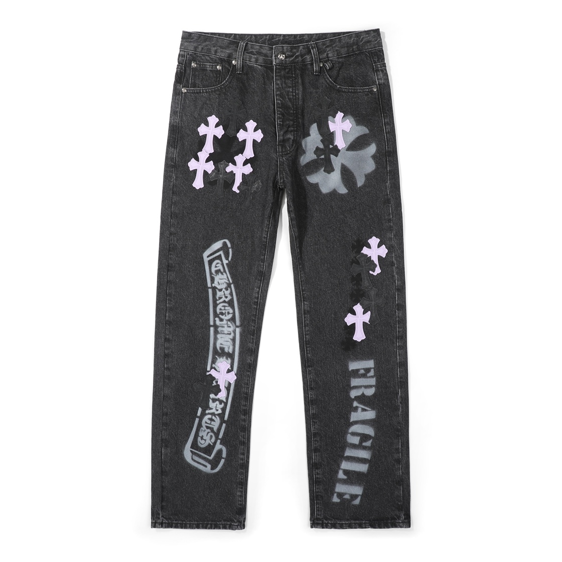 Chrome Hearts Clothing Jeans Black Purple Sewing Men Spring Collection Fashion