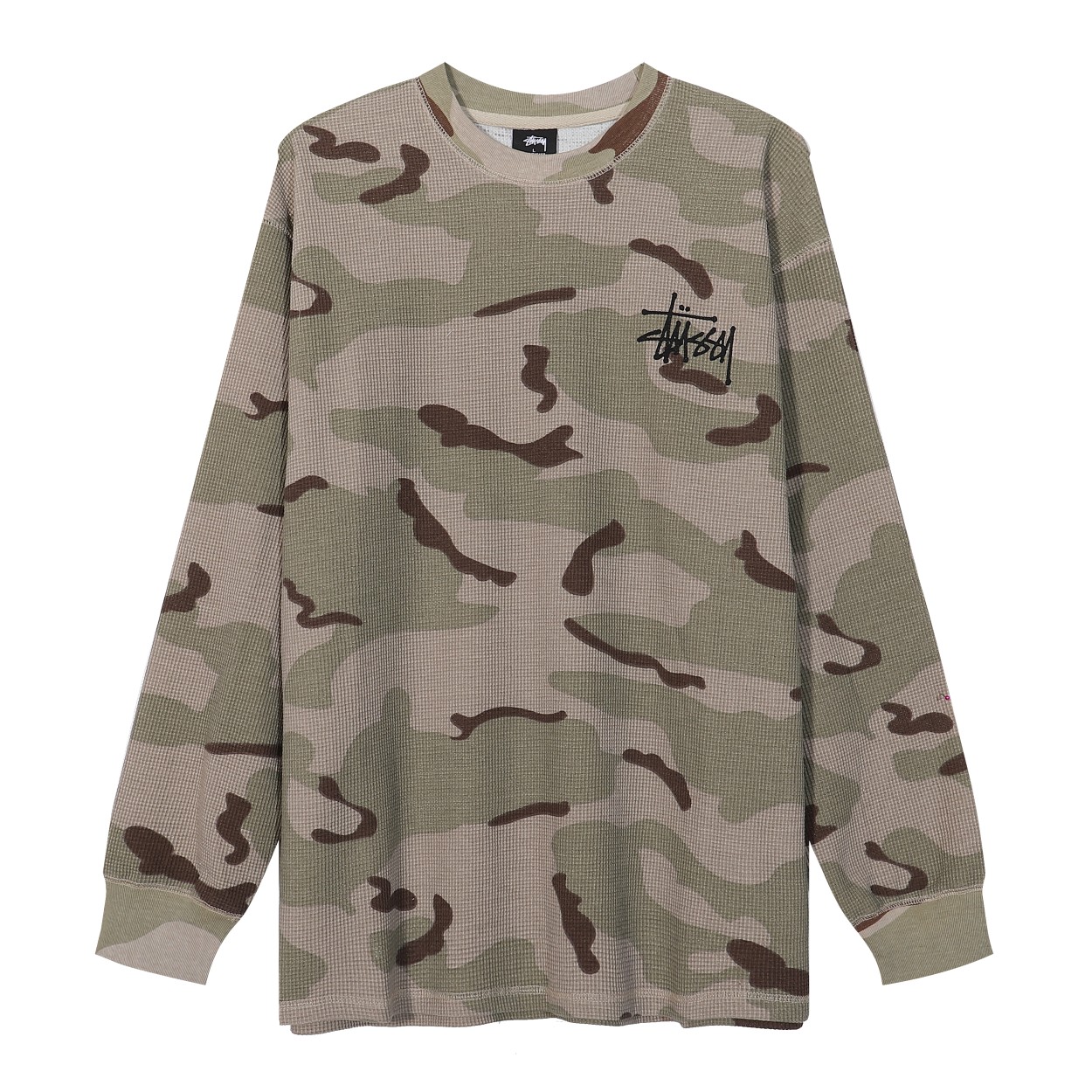 ST18# Stussy Camiseta de manga larga con estampado de letras y camuflaje retro. Tallas: S, M, L, XL. Color: camuflaje.