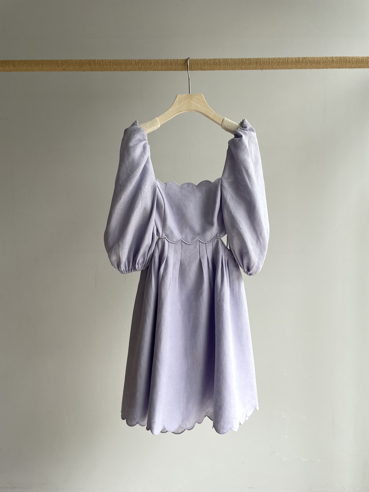 24ss zimmer 香芋紫泡泡袖连衣裙纯尾货 ！
