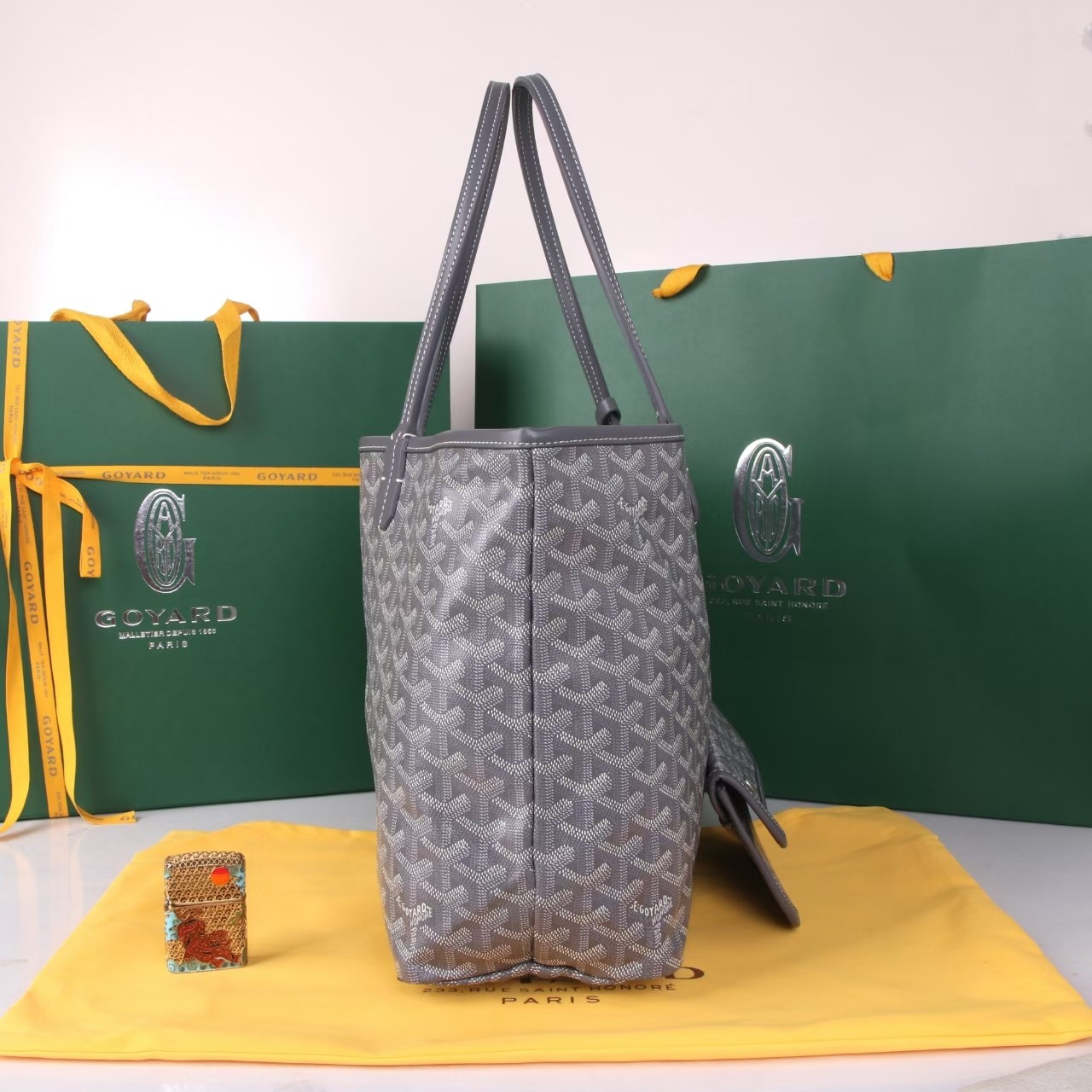 《工厂直销》戈雅：‌大号购物袋，颜色：灰色，大号尺寸：袋口55cm，低高40，高30，底宽15cm[66