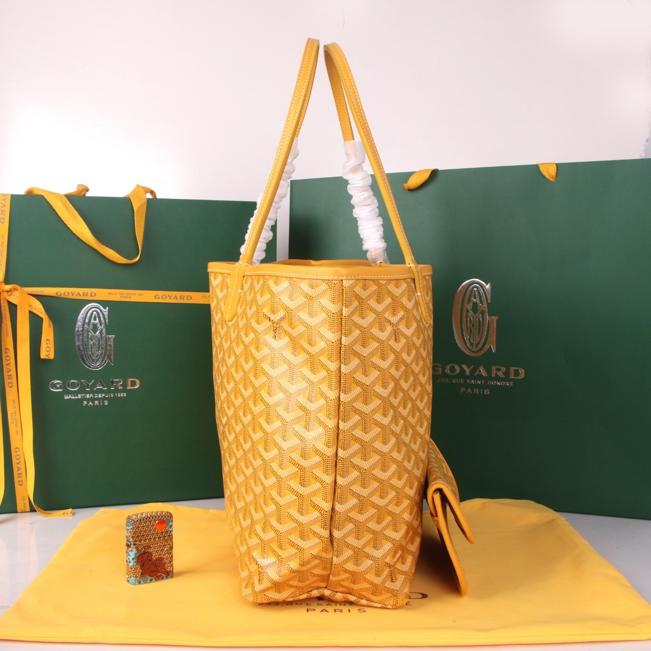 《工厂直销》戈雅：‌大号购物袋，颜色：黄色，大号尺寸：袋口55cm，低高40，高30，底宽15cm[66