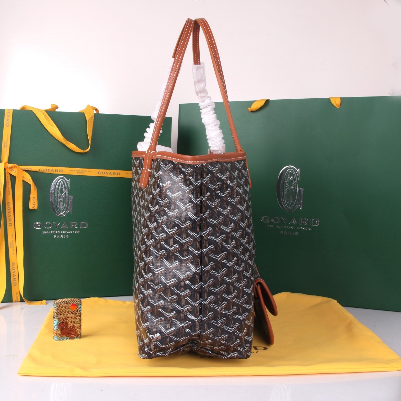 《工厂直销》戈雅：‌大号购物袋，颜色：土黄，大号尺寸：袋口55cm，低高40，高30，底宽15cm[66