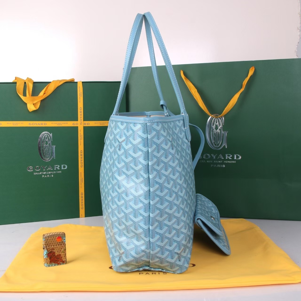 《工厂直销》戈雅：‌大号购物袋，颜色：浅蓝，大号尺寸：袋口55cm，低高40，高30，底宽15cm[66
