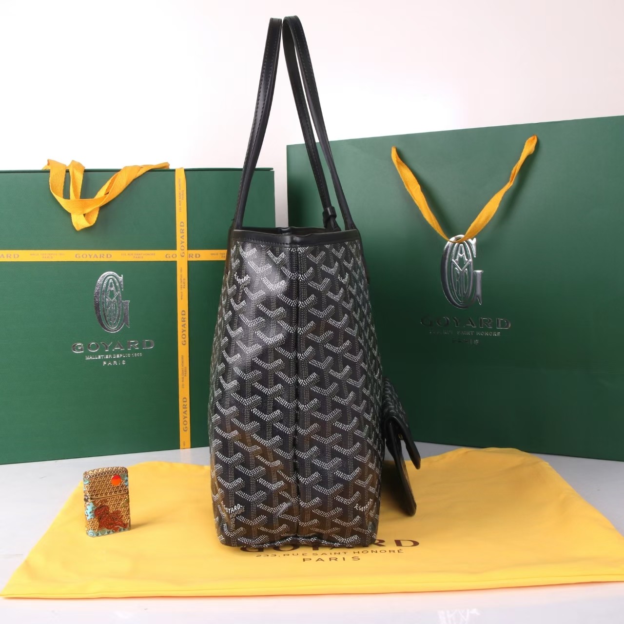 《工厂直销》戈雅：‌大号购物袋，颜色：黑色，大号尺寸：袋口55cm，低高40，高30，底宽15cm[66