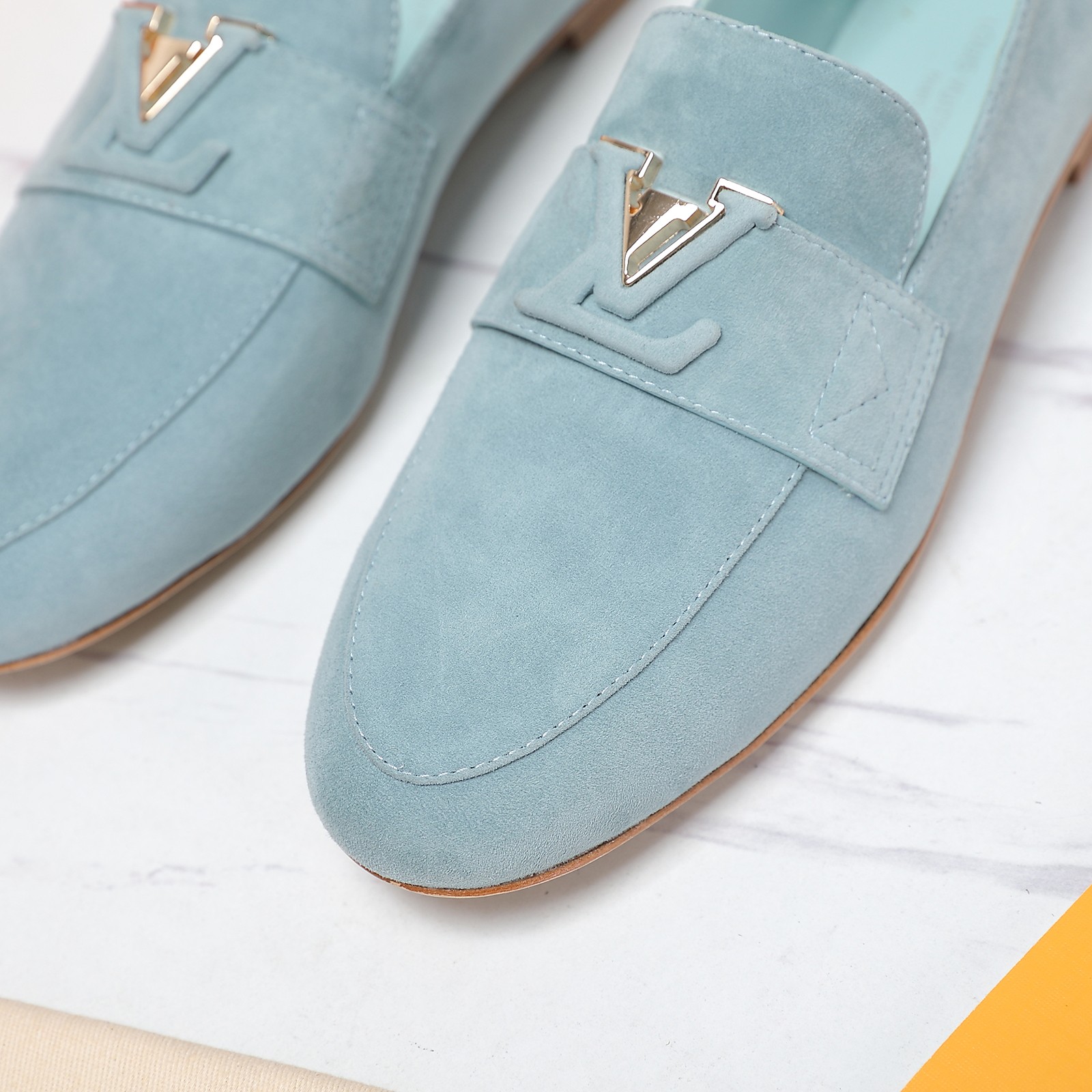 Louis Vuitton Women's Suede Loafers with Gold-Tone Hardware 8 a1698689409520 2433