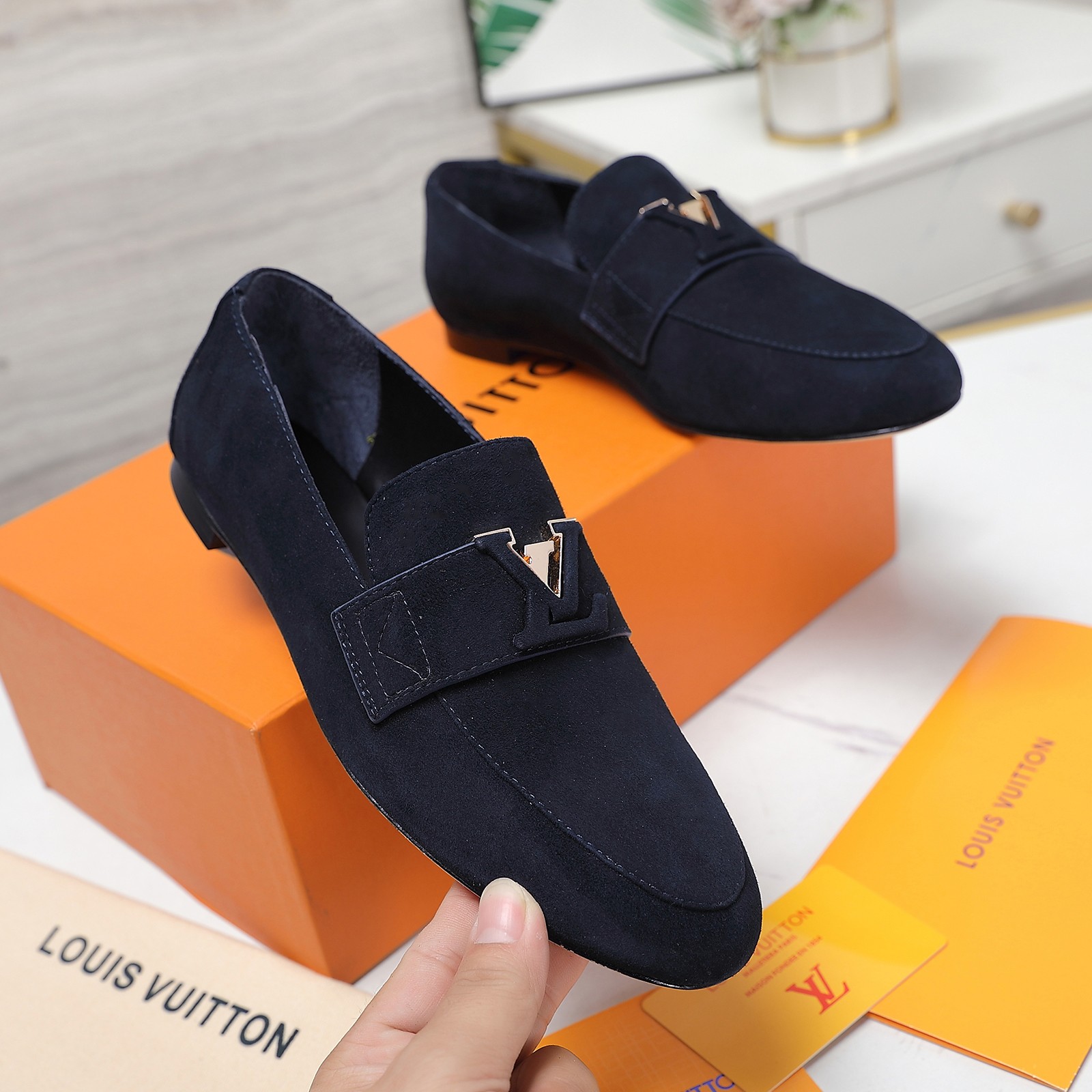 Louis Vuitton Loafers, Suede Leather, Designer Buckle, Flat Heel 2 a1698689463146 6361