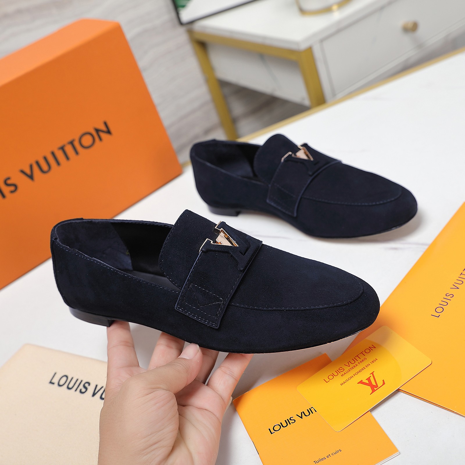 Louis Vuitton Loafers, Suede Leather, Designer Buckle, Flat Heel 4 a1698689467332 6833