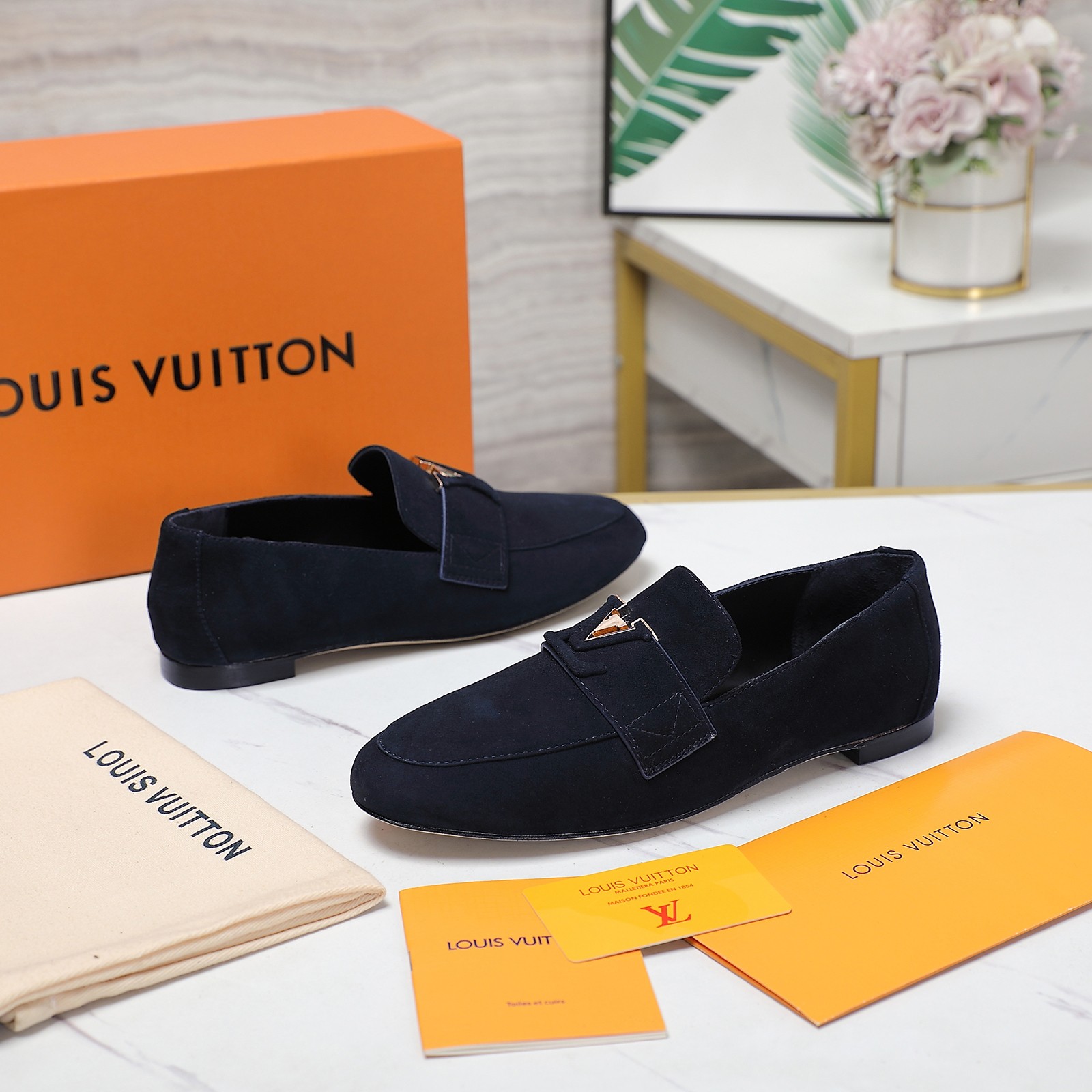Louis Vuitton Loafers, Suede Leather, Designer Buckle, Flat Heel 8 a1698689467347 4265