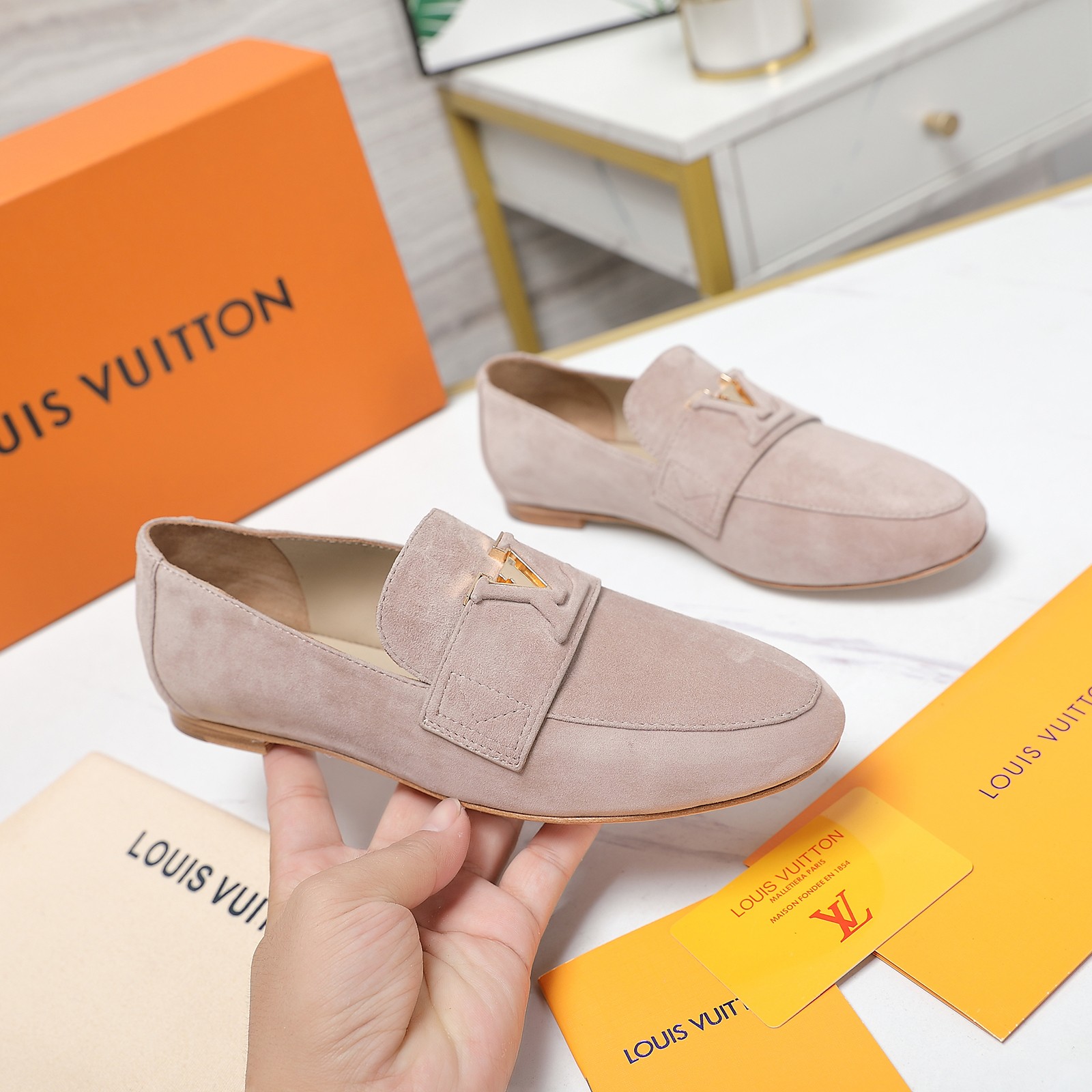 Louis Vuitton Women's Suede Loafers with LV Logo - Comfortable & Stylish 4 a1698689556552 0202