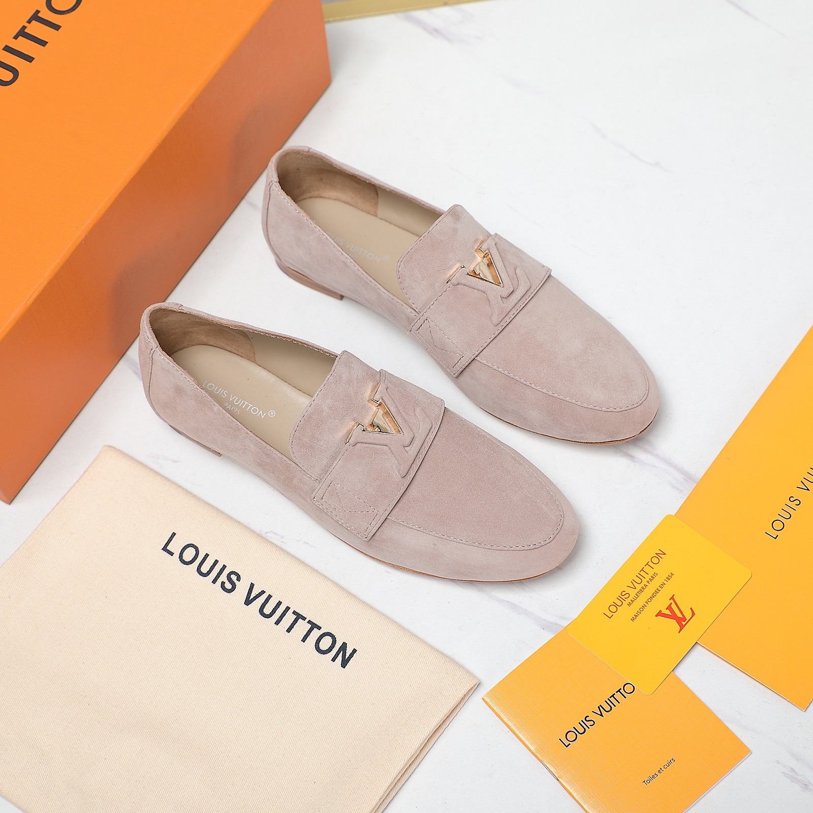 Louis Vuitton Women's Suede Loafers with LV Logo - Comfortable & Stylish 5 a1698689557511 0708