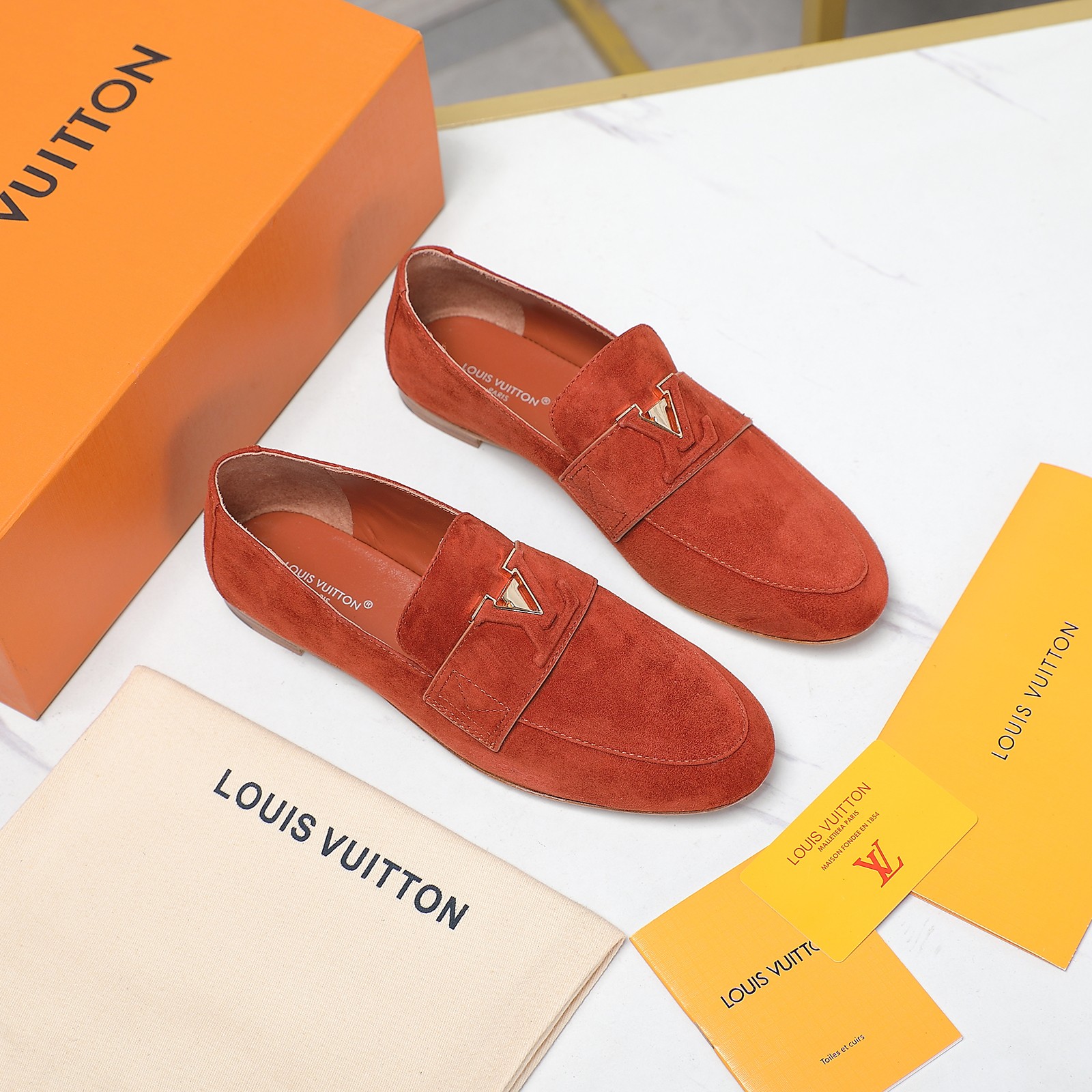 Louis Vuitton Women's Suede Loafers with Iconic LV Buckle - Early Autumn Collection 4 a1698689898059 4532