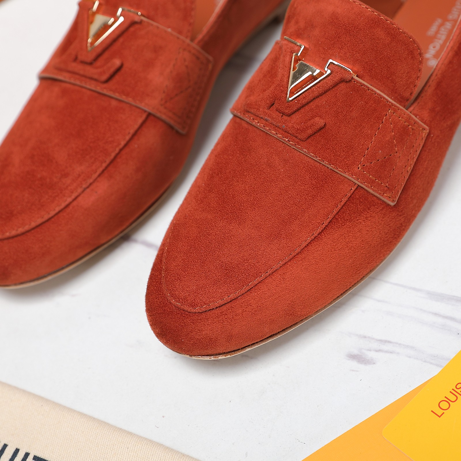 Louis Vuitton Women's Suede Loafers with Iconic LV Buckle - Early Autumn Collection 9 a1698689898461 7058
