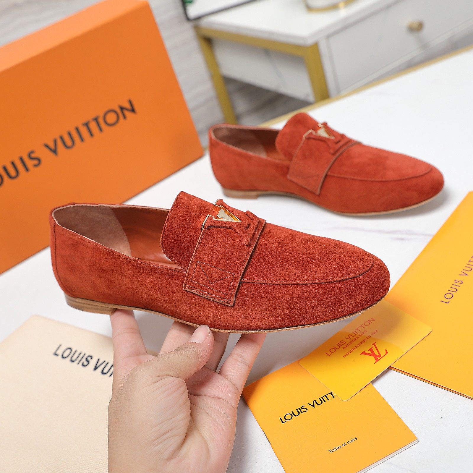 Louis Vuitton Women's Suede Loafers with Iconic LV Buckle - Early Autumn Collection 5 a1698689898514 7013