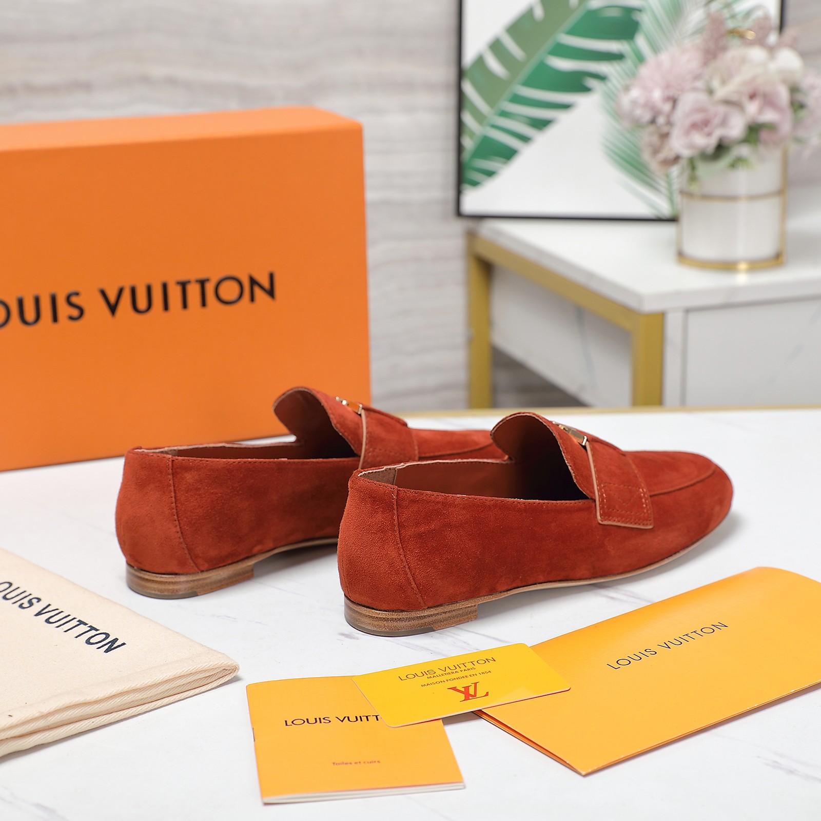 Louis Vuitton Women's Suede Loafers with Iconic LV Buckle - Early Autumn Collection 8 a1698689898823 3620