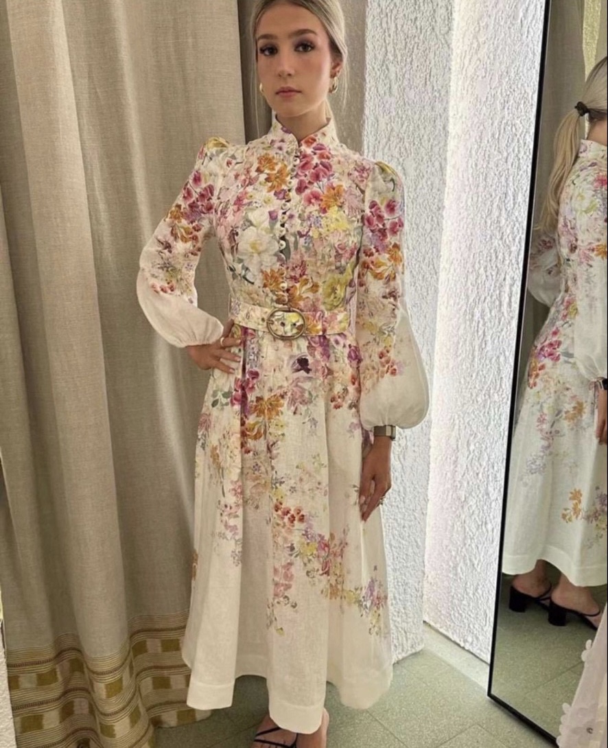 Quel est le meilleur endroit pour acheter des répliques
 Zimmermann Vêtements Robes Replcia pas cher de Chine
 Blanc Imprimé Manches longues