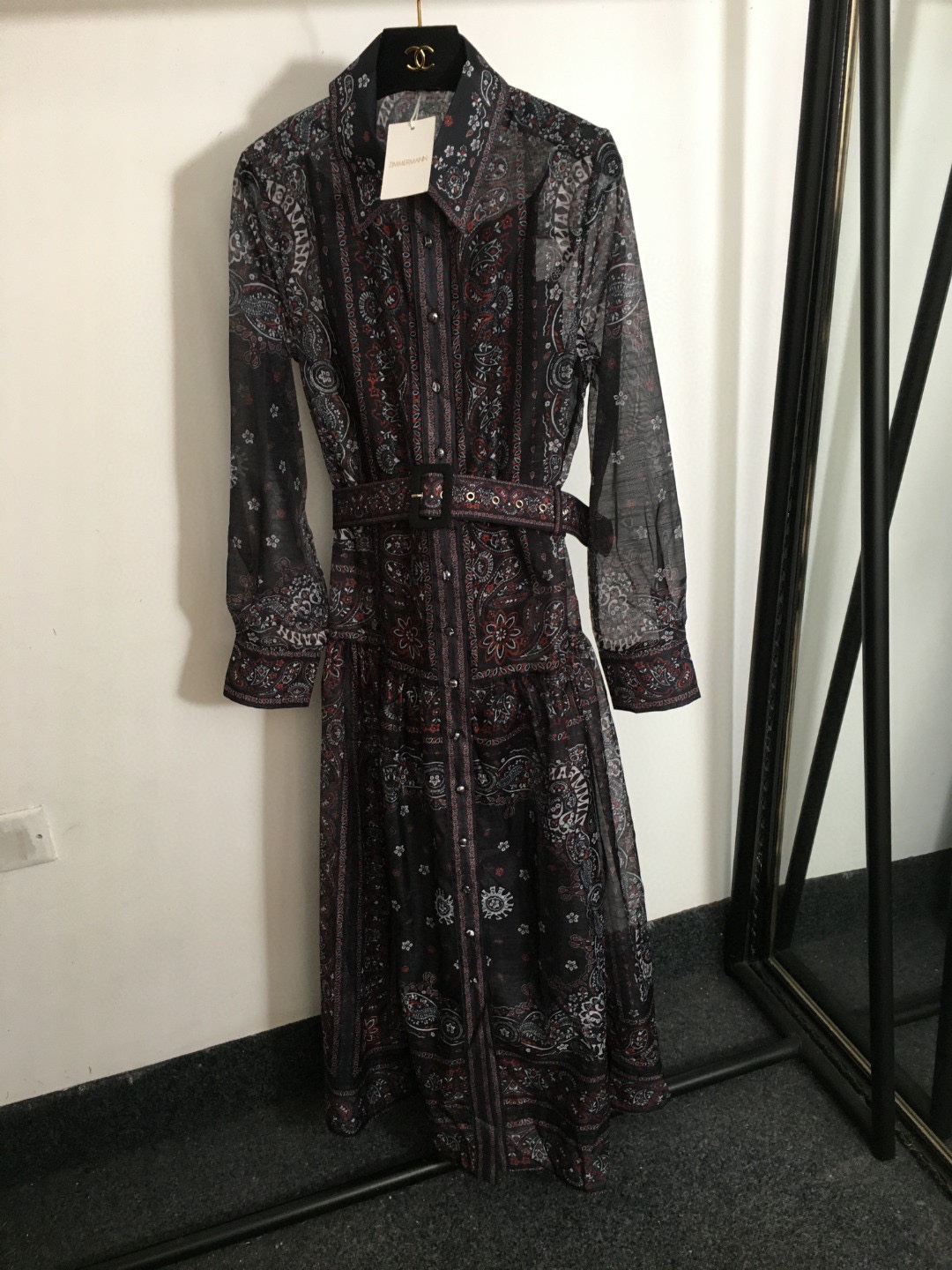 Zimmermann Vêtements Robes Noir Bleu Couleur rose Imprimé Lin Vintage Manches longues