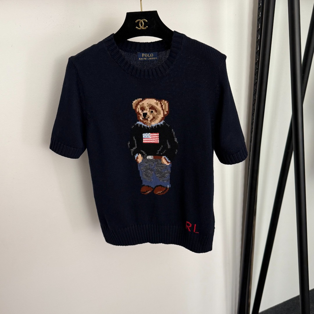 NO:933238,Style number 20252166 Polo Ralph lauren Ralph Lauren's new bear jacquard pattern pullover short-sleeved sweater, 12 patterns, S-XL, [S size; shoulder width 36, bust 82, sleeve length 24, length 55, weight 0.27kg],, women's clothing, loro piana, T-shirt,19860909款号20252166 Polo Ralph lauren 拉夫.劳伦新款 小熊提花图案套头短袖针织衫,12个图案,S-XL,【S码；肩宽36,胸围82,袖长24,衣长55,重量0.27kg】,,女装,loro piana,T-shirt,,Women's clothing