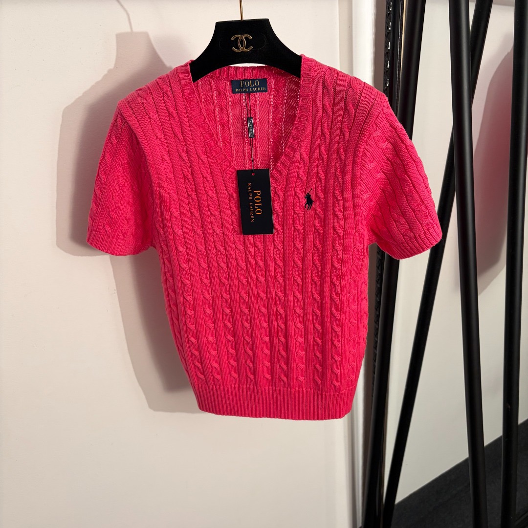 NO:858235,Model number 20263937 Ralph Lauren*Ralph Lauren new polo embroidered V-neck short-sleeved twist sweater, white, blue, coffee, pink, red, green, mint green, navy blue, rose red, gray, S-XL, [M size shoulder width 38, bust 90, sleeve length 21, length 57; weight 0.305kg], women's clothing, loro piana, T-shirt,19860909款号20263937 Ralph Lauren*拉夫劳伦新款 马球刺绣V领短袖麻花针织衫,白色,蓝色,咖色,粉色,红色,绿色,薄荷绿,藏蓝色,玫红色,灰色,S-XL,【M码肩宽38,胸围90,袖长21,长57；重量0.305kg】,女装,loro piana,T-shirt,,Women's clothing
