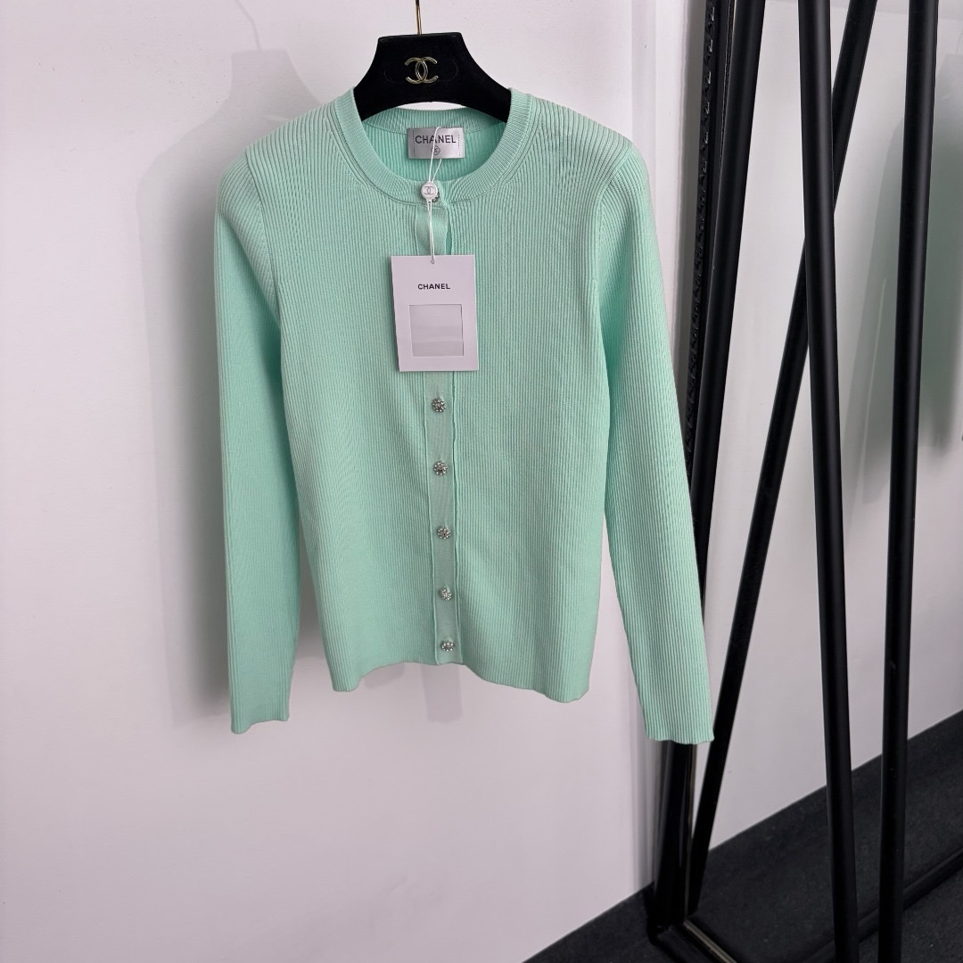 Mint Round Neck Button Cardigan