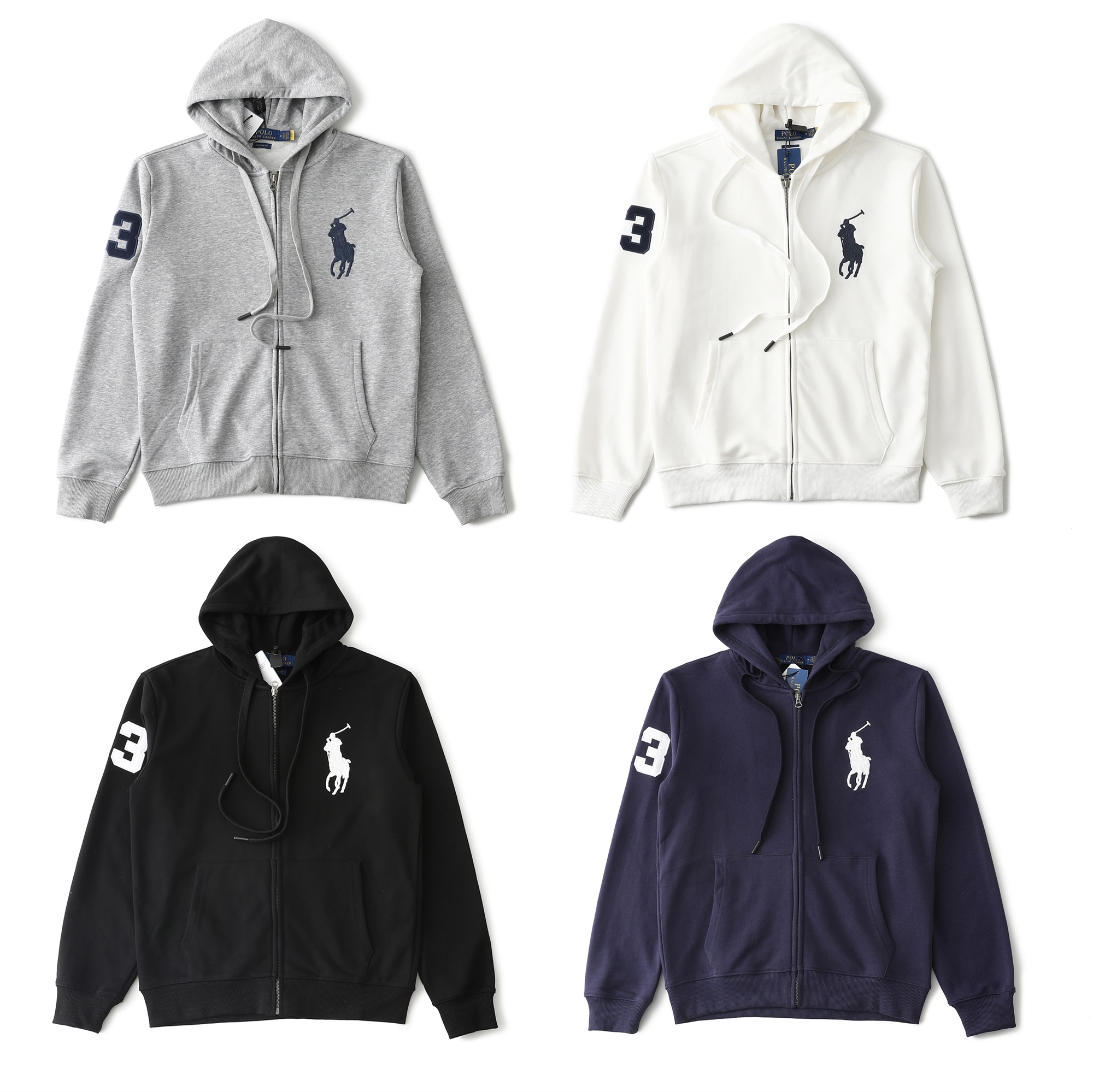 Ralph Lauren Embroidered Logo Full Zip-Up Hoodie Sweatshirt Jacket