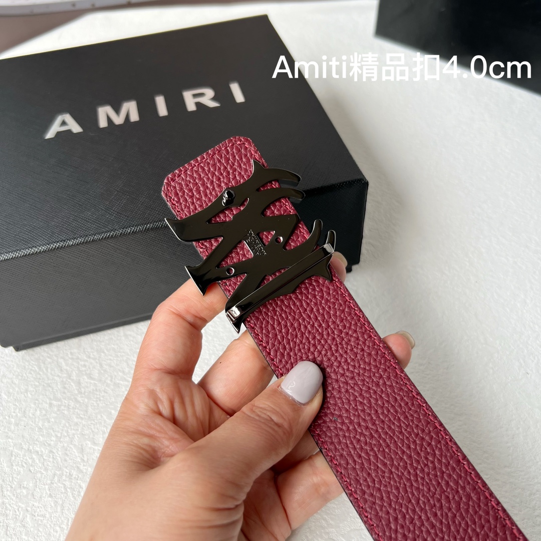 Amities哎米尔专柜同款新款压花选用柔软双面小牛皮制作时尚百搭宽4.0cm