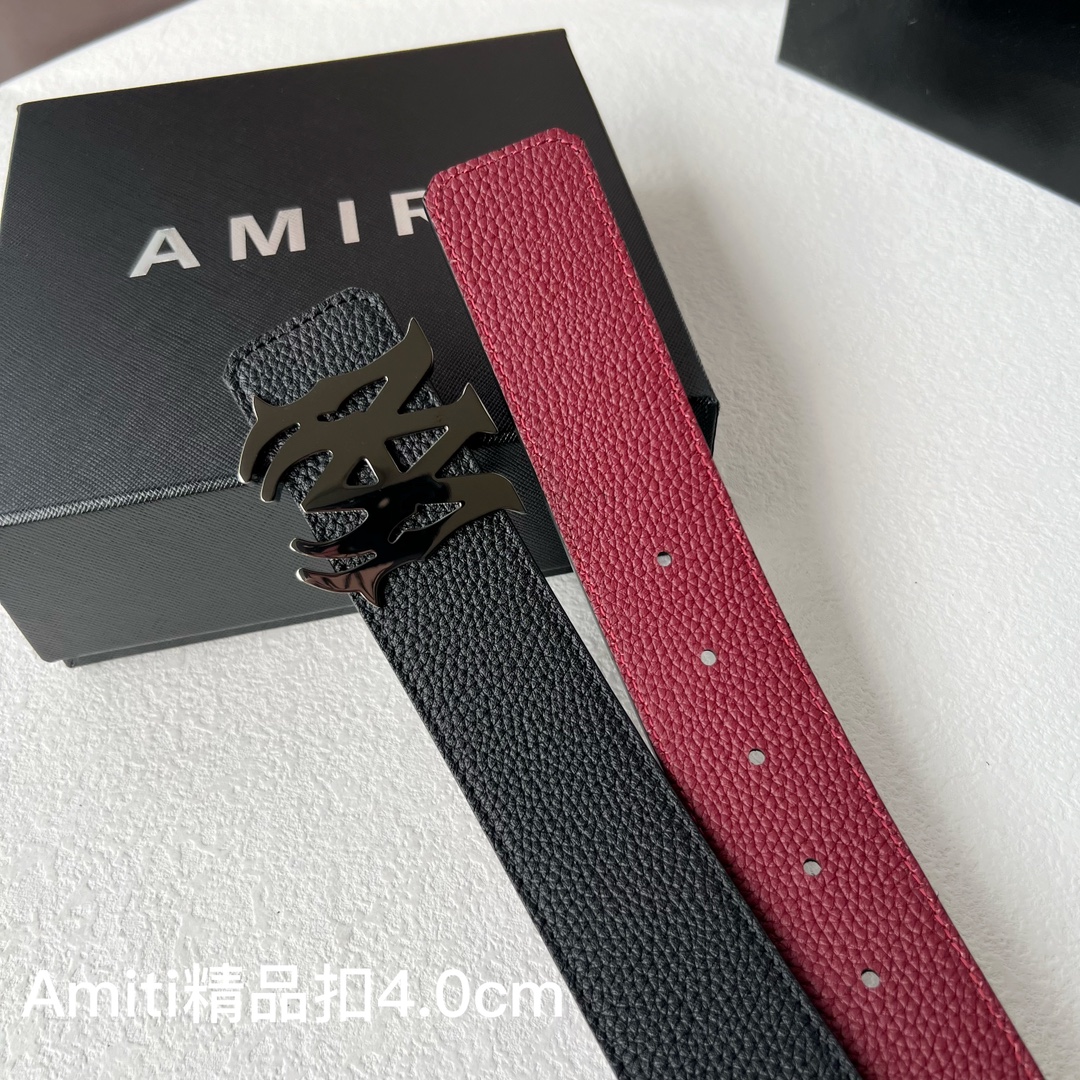 Amities哎米尔专柜同款新款压花选用柔软双面小牛皮制作时尚百搭宽4.0cm