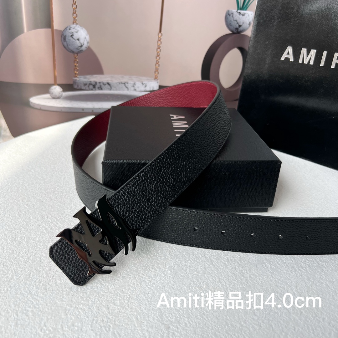 Amities哎米尔专柜同款新款压花选用柔软双面小牛皮制作时尚百搭宽4.0cm